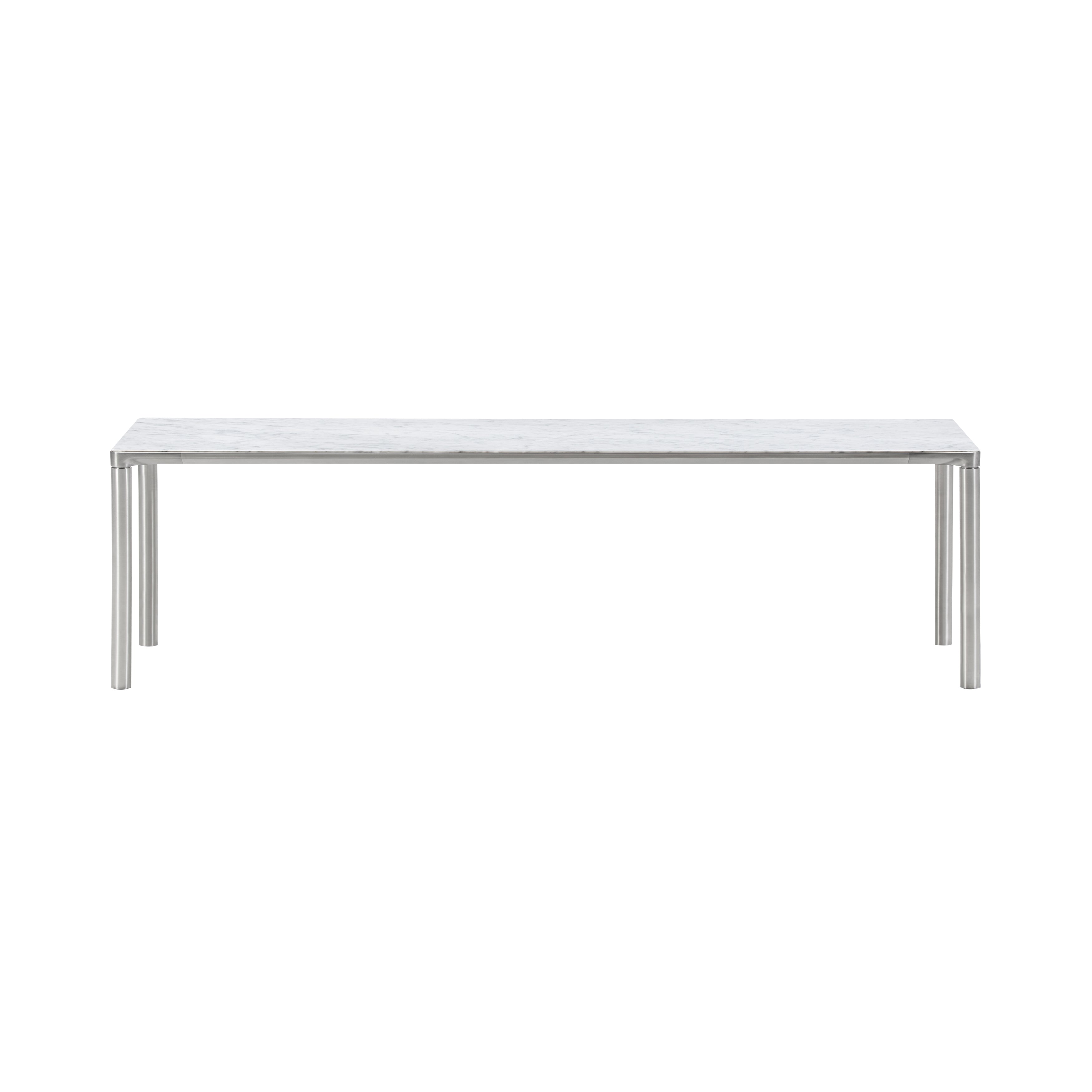 Piloti Alu Table: Extra Large + Low + White Carrara + Brushed Aluminum