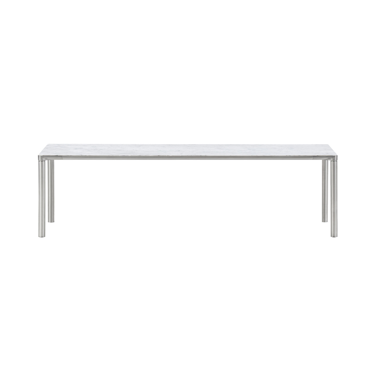 Piloti Alu Table: Extra Large + Low + White Carrara + Brushed Aluminum