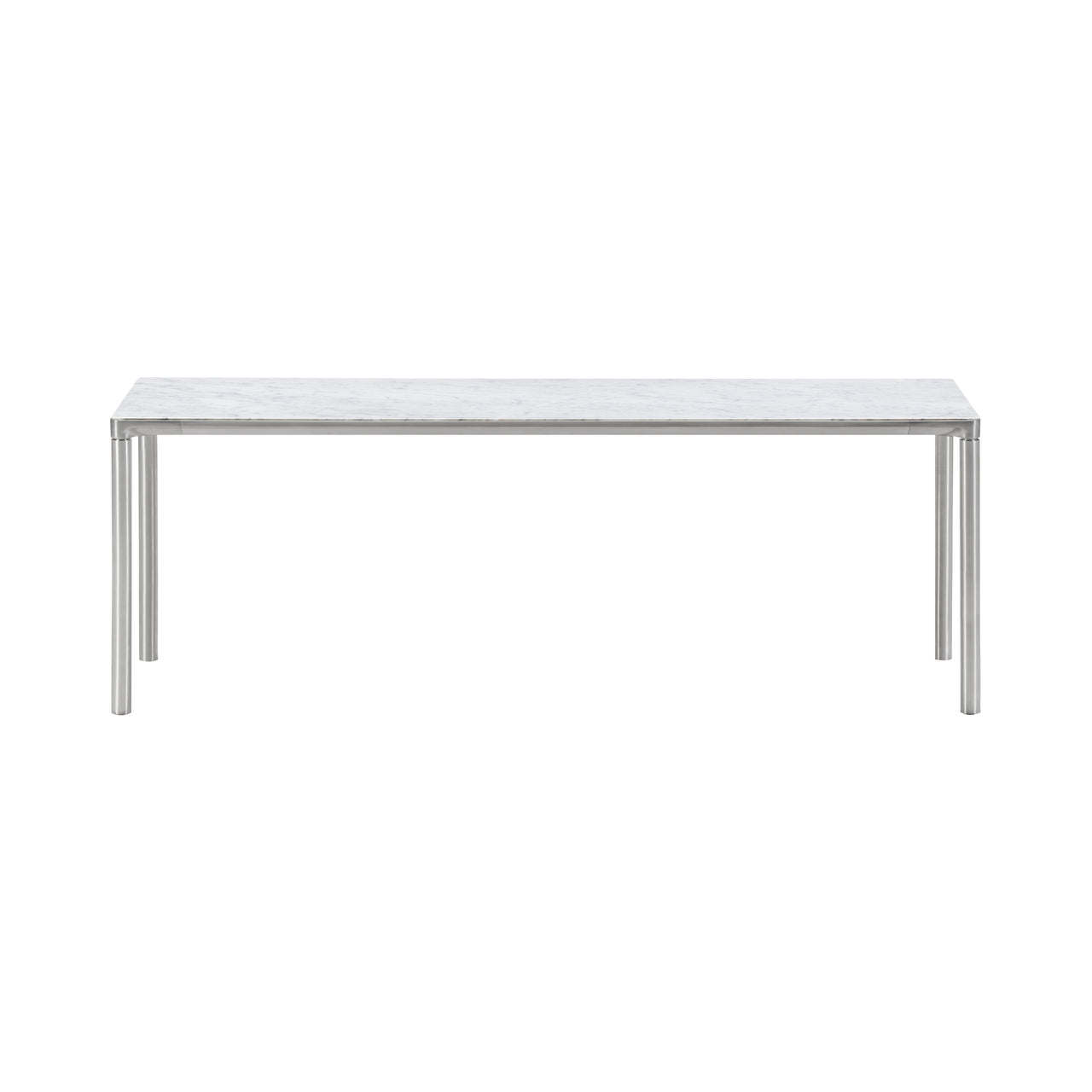 Piloti Alu Table: Extra Large + High + White Carrara + Brushed Aluminum