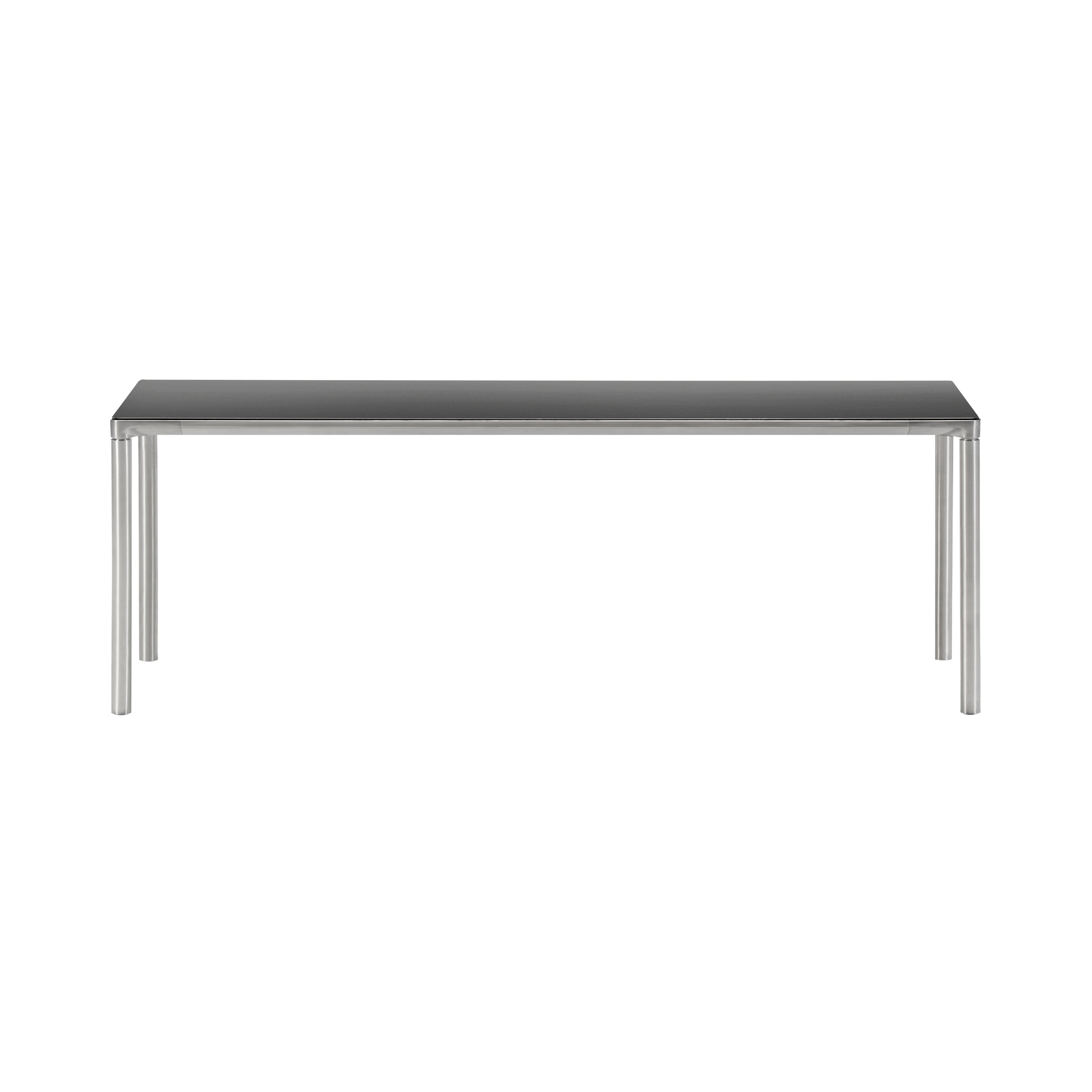 Piloti Alu Table: Extra Large + High + Black + Brushed Aluminum