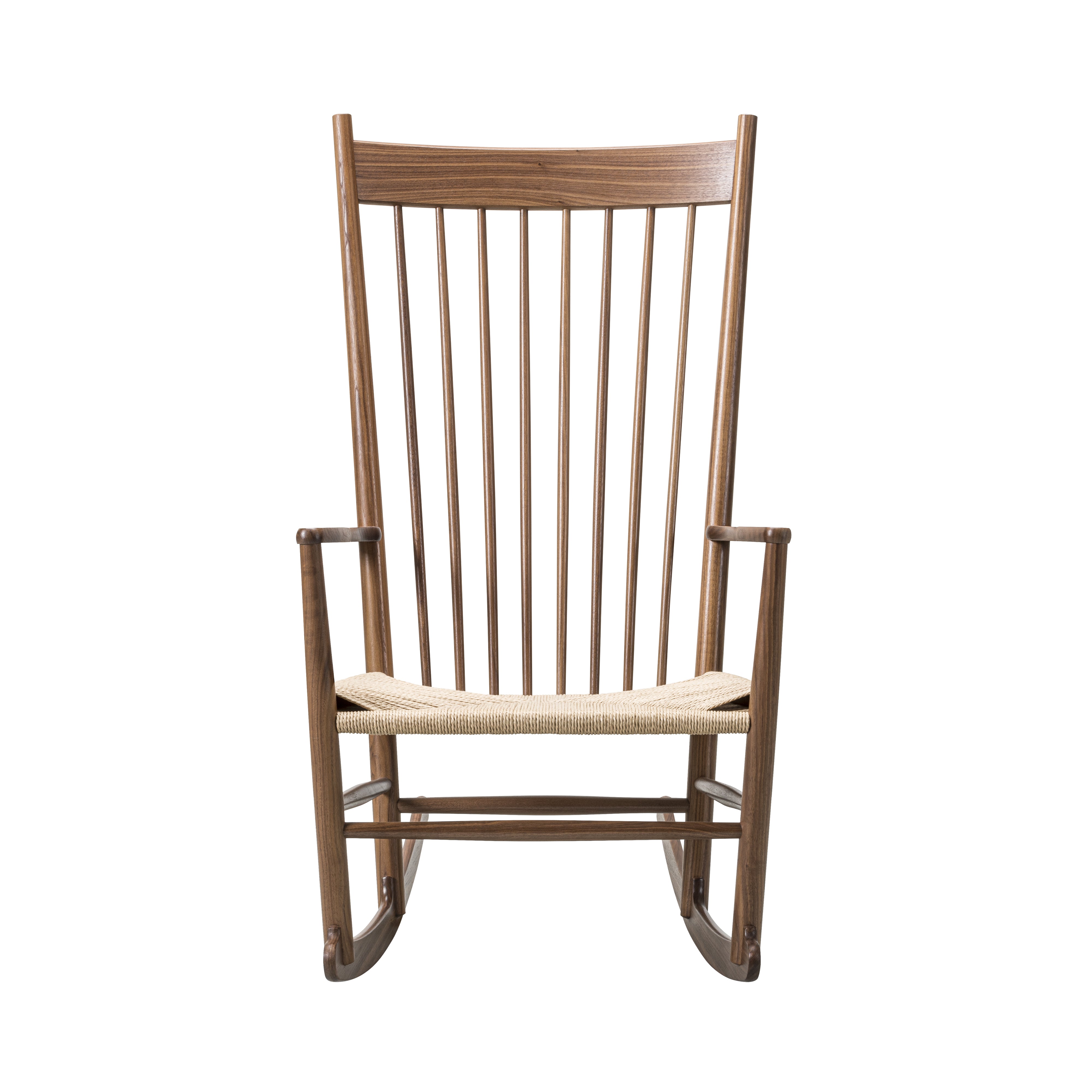 Wegner J16 Rocking Chair: Natural + Lacquered Walnut