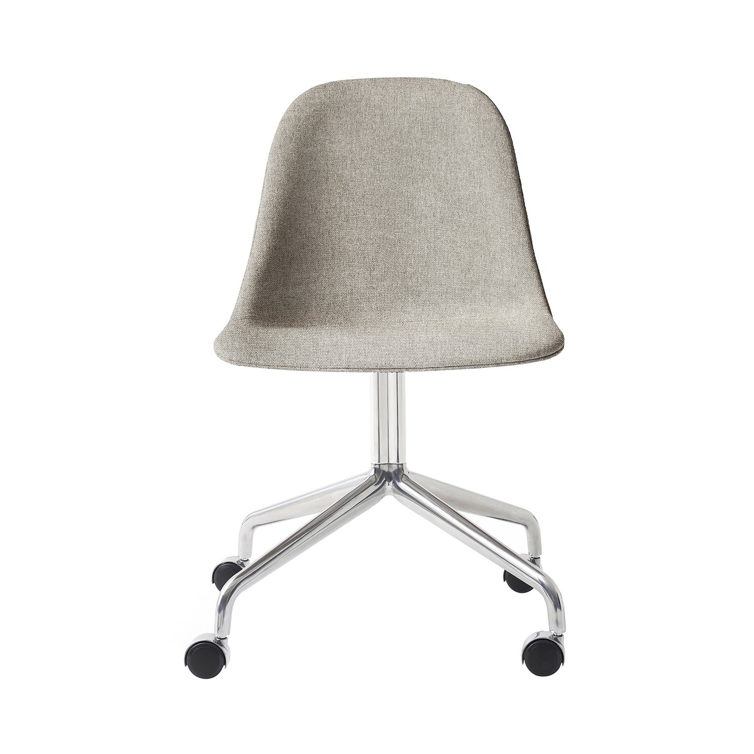 Harbour Swivel Side Chair with Casters: Upholstered + Polished Aluminum