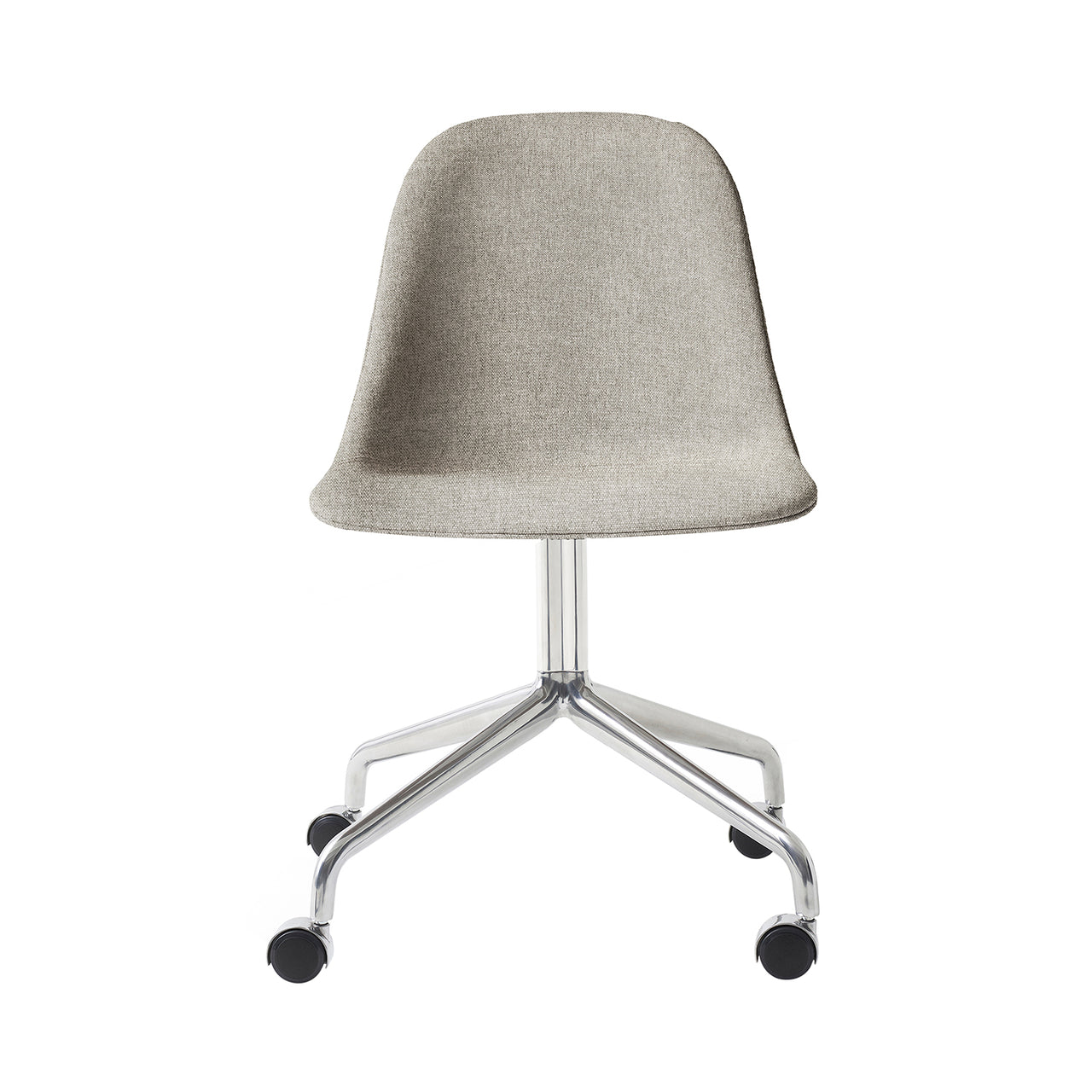 Harbour Swivel Side Chair with Casters: Upholstered + Polished Aluminum