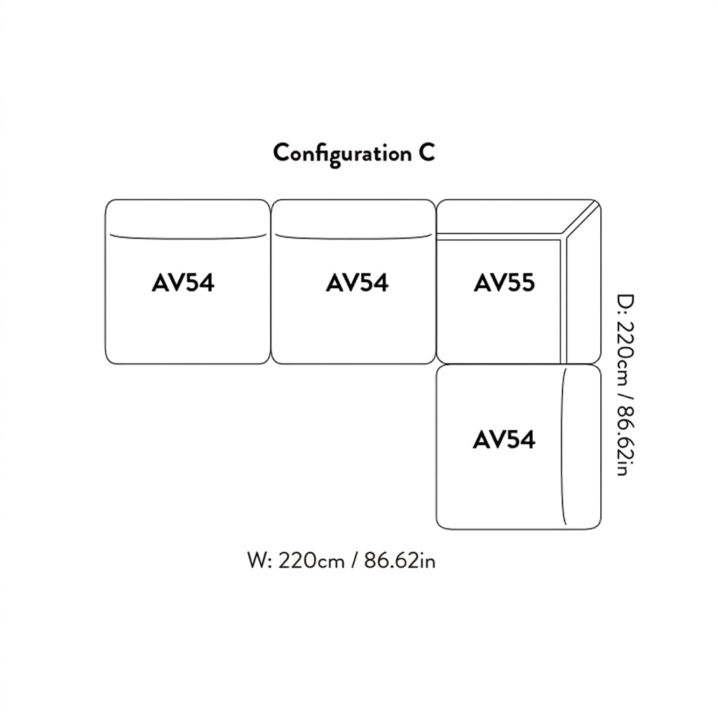Hi Lo Modular Sofa: Configuration C
