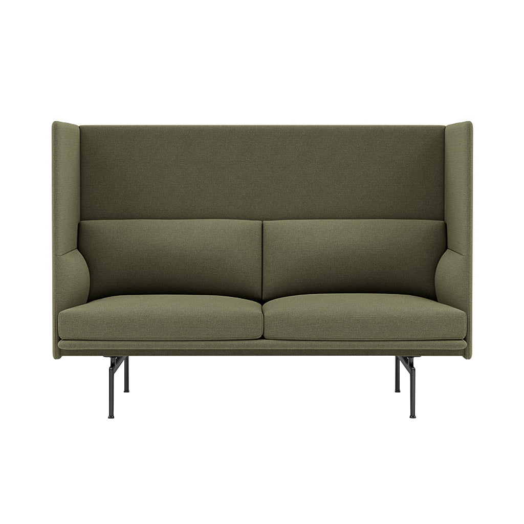 Outline Highback 2-Seater Sofa: Large + High + Black 