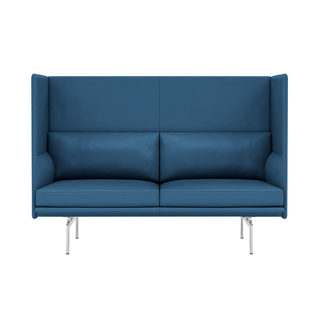 Outline Highback 2-Seater Sofa: Large + High + Polished Aluminum