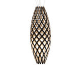 Hinaki Pendant Light: Large + Black + Bamboo + White