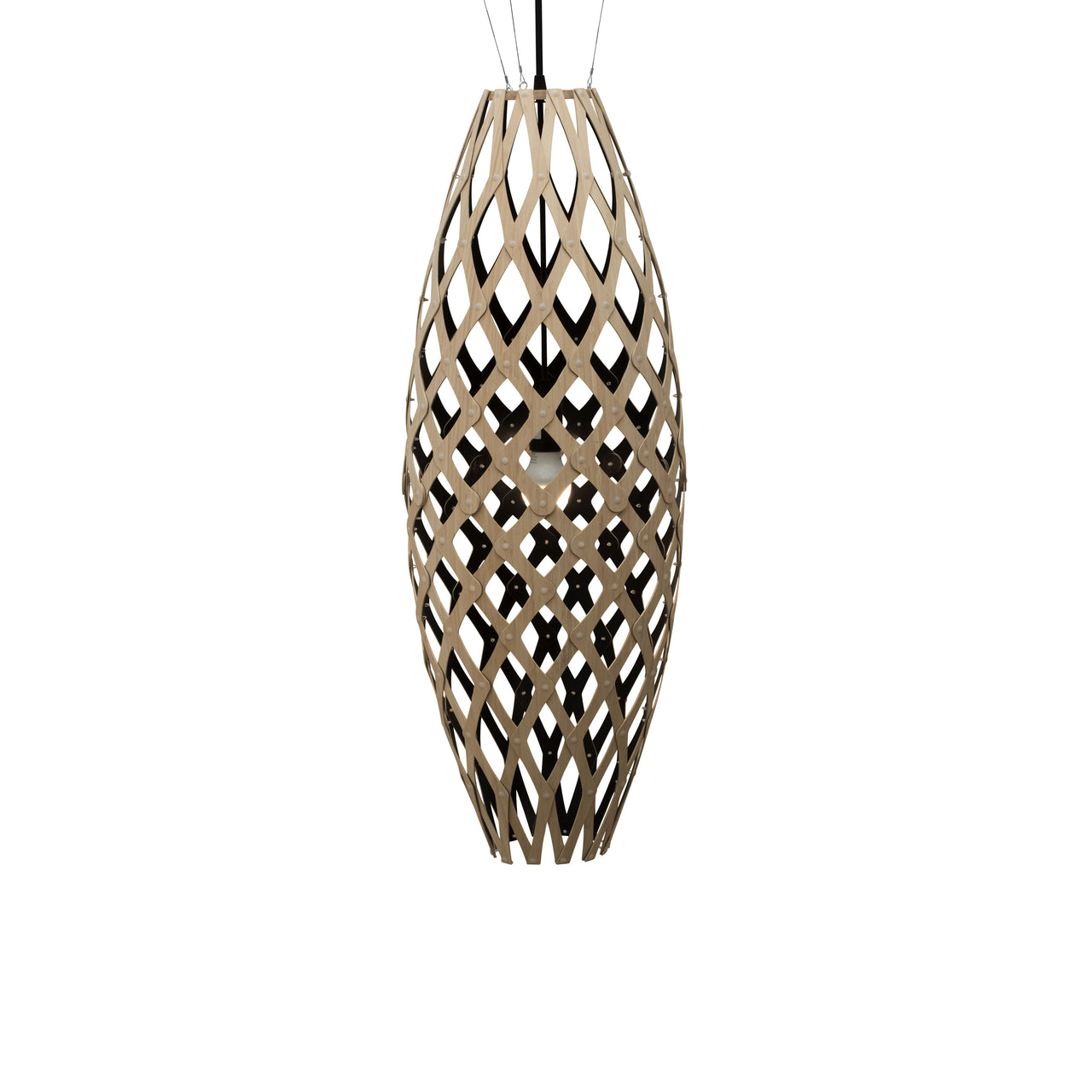 Hinaki Pendant Light: Large + Bamboo + Black + Black