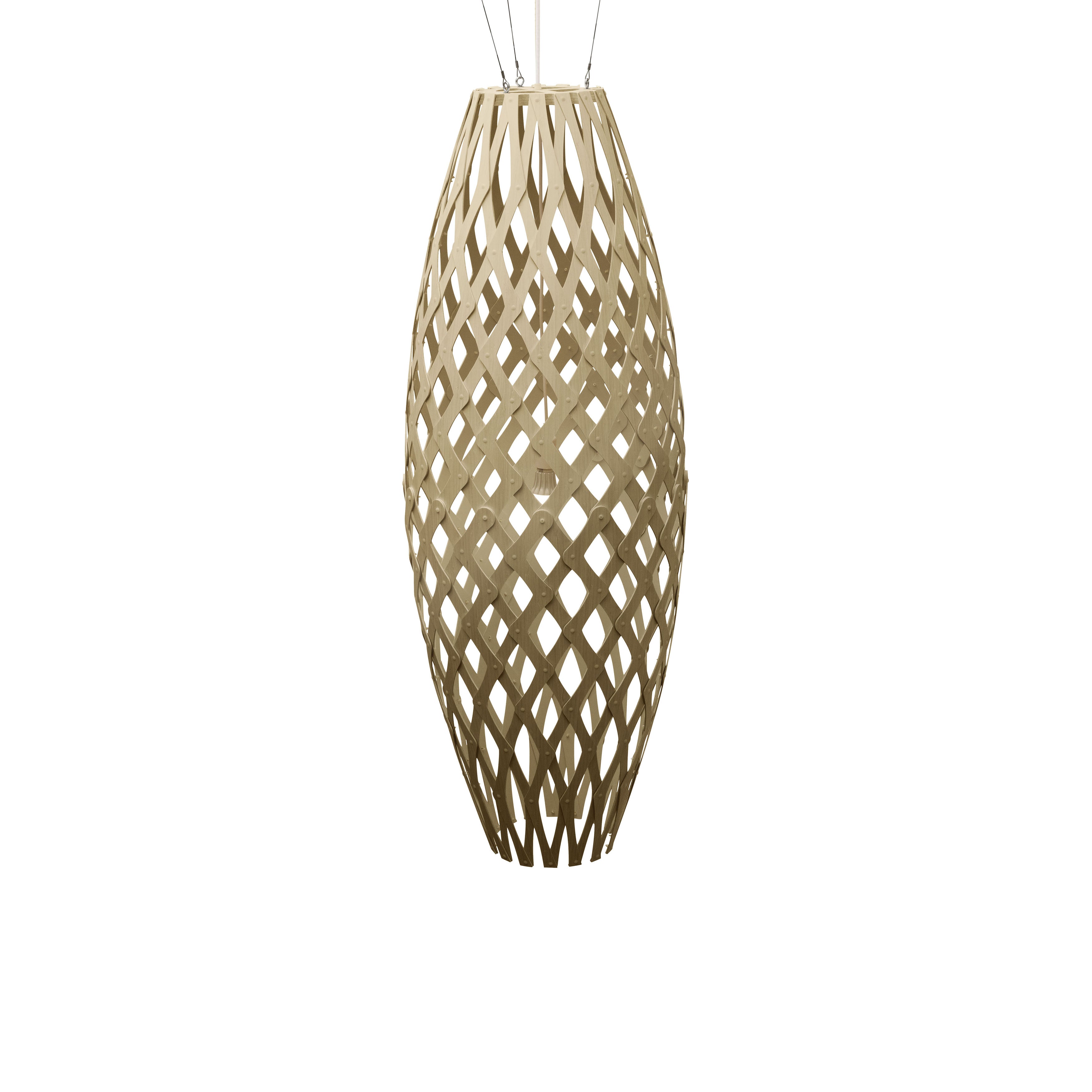 Hinaki Pendant Light: Large + Bamboo + White