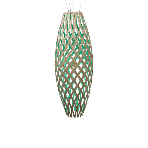 Hinaki Pendant Light: Large + Bamboo + Aqua + White