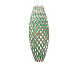 Hinaki Pendant Light: Large + Bamboo + Aqua + White