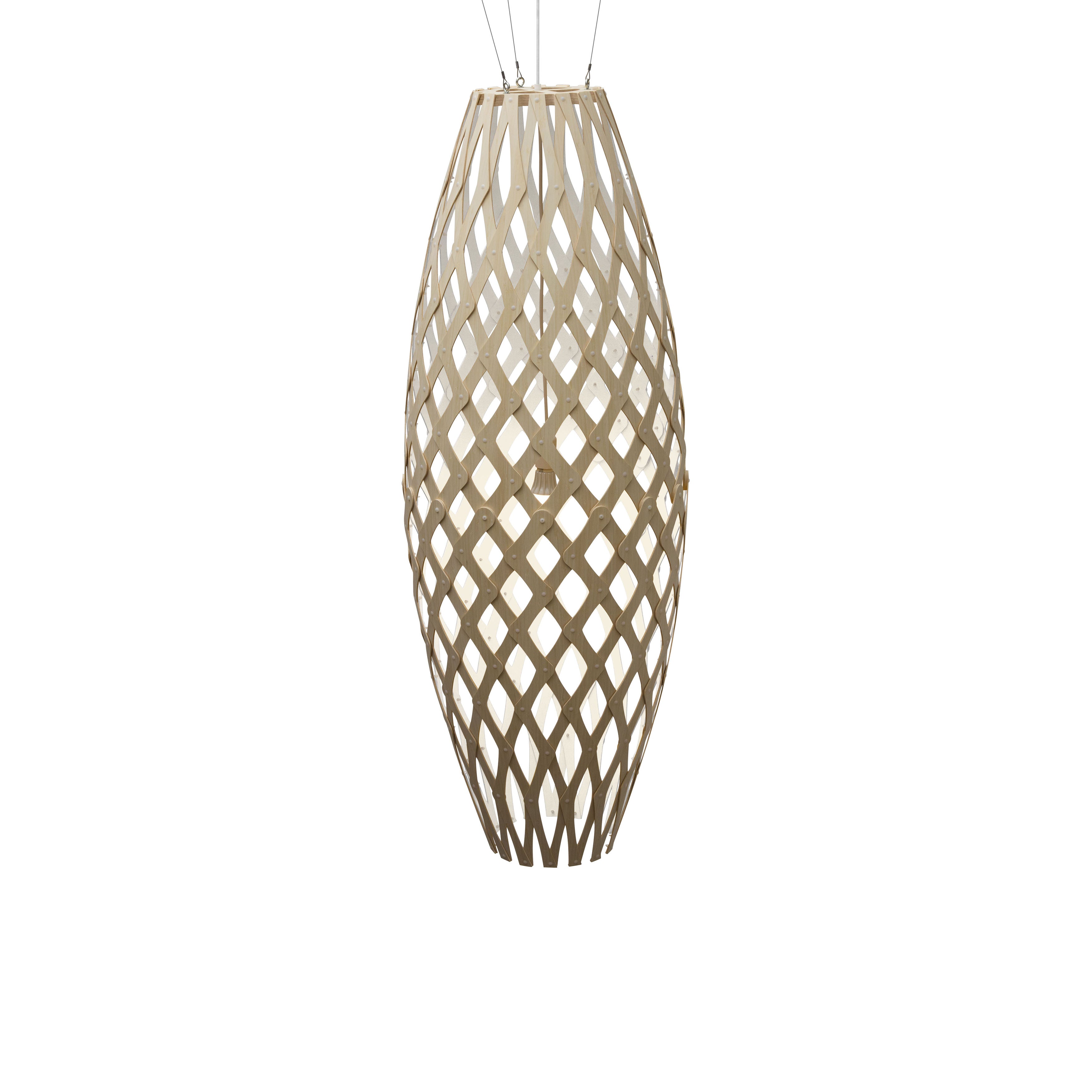Hinaki Pendant Light: Large + Bamboo + White + White