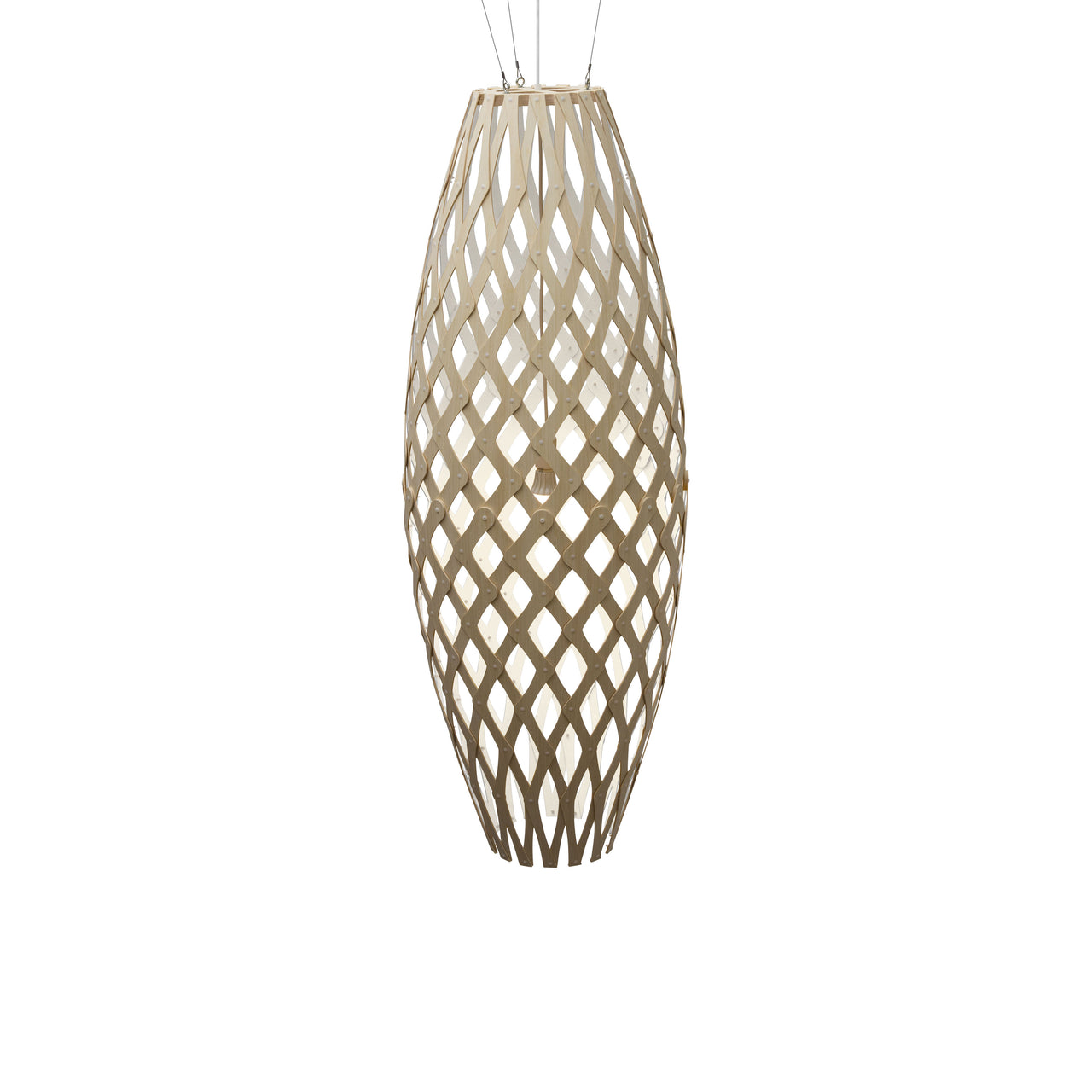 Hinaki Pendant Light: Large + Bamboo + White + White