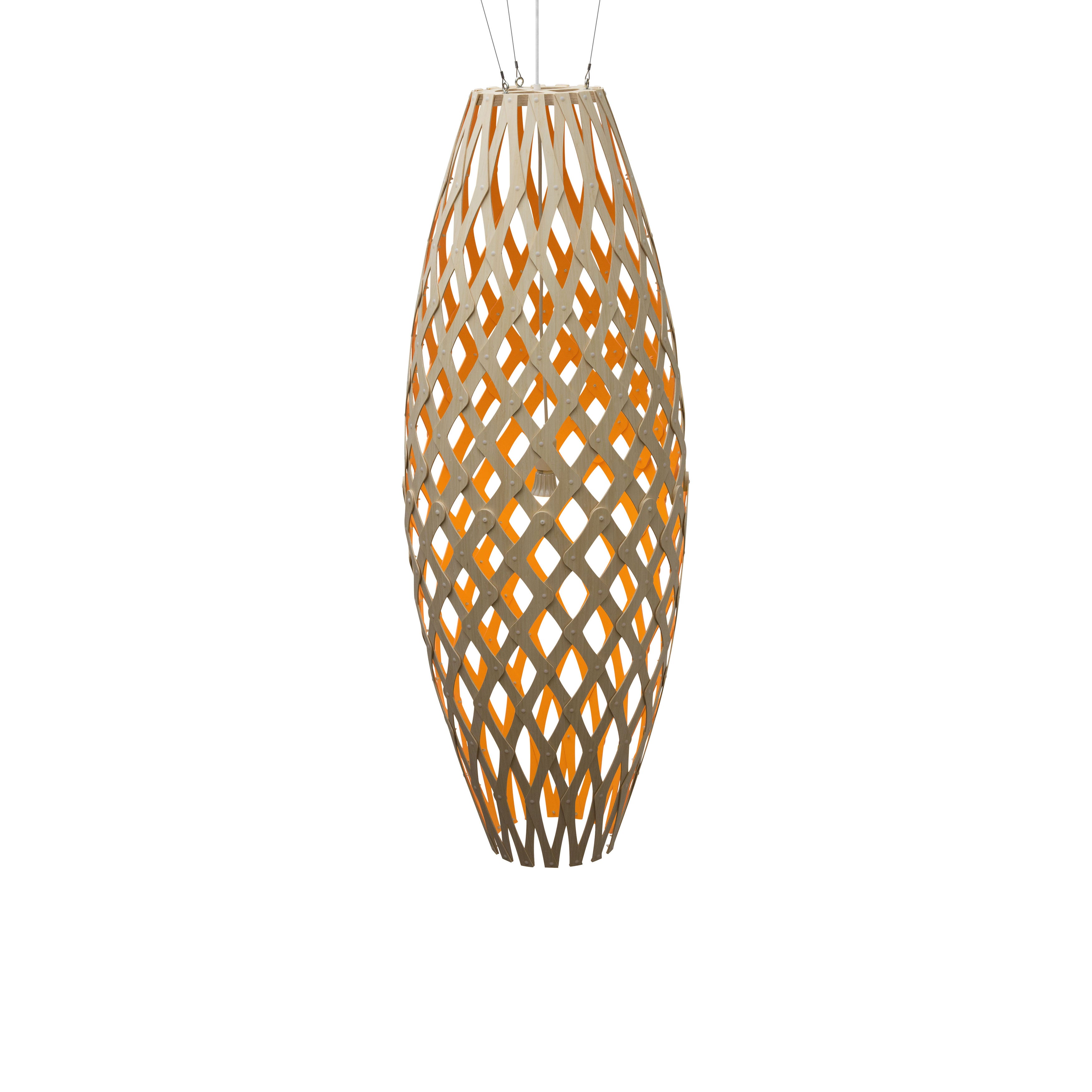 Hinaki Pendant Light: Large + Bamboo + Orange + White