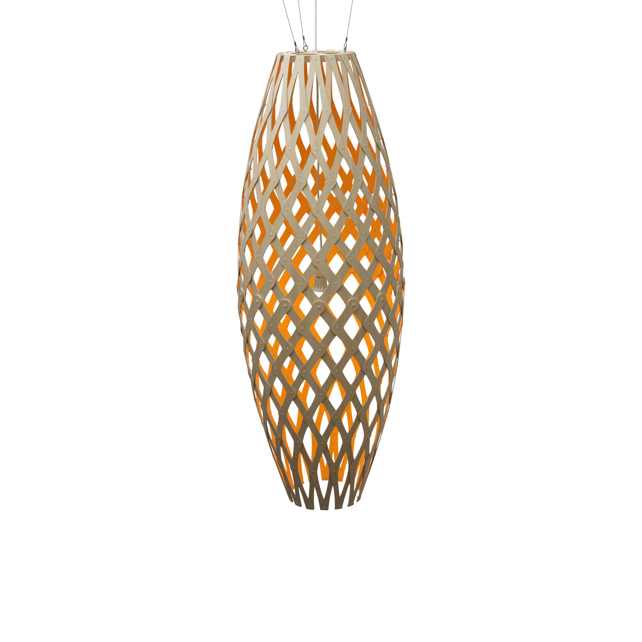 Hinaki Pendant Light: Large + Bamboo + Orange + White