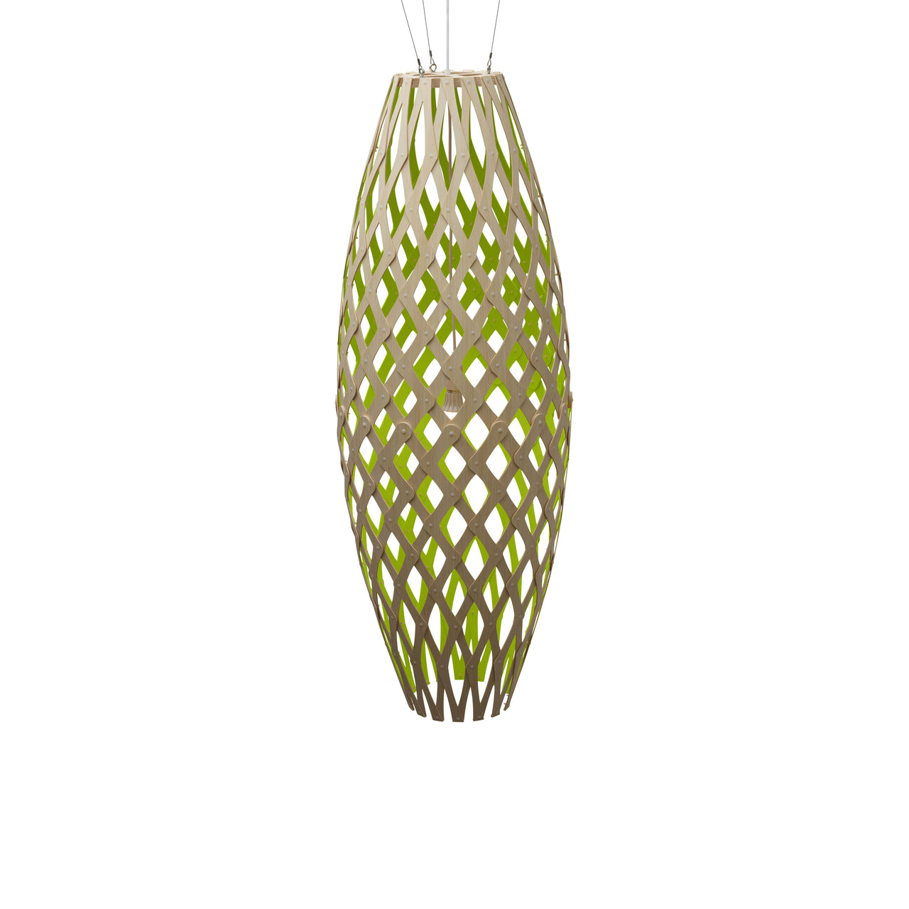 Hinaki Pendant Light: Large + Bamboo + Lime + White
