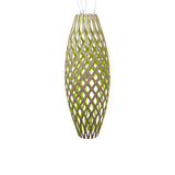 Hinaki Pendant Light: Large + Bamboo + Lime + White