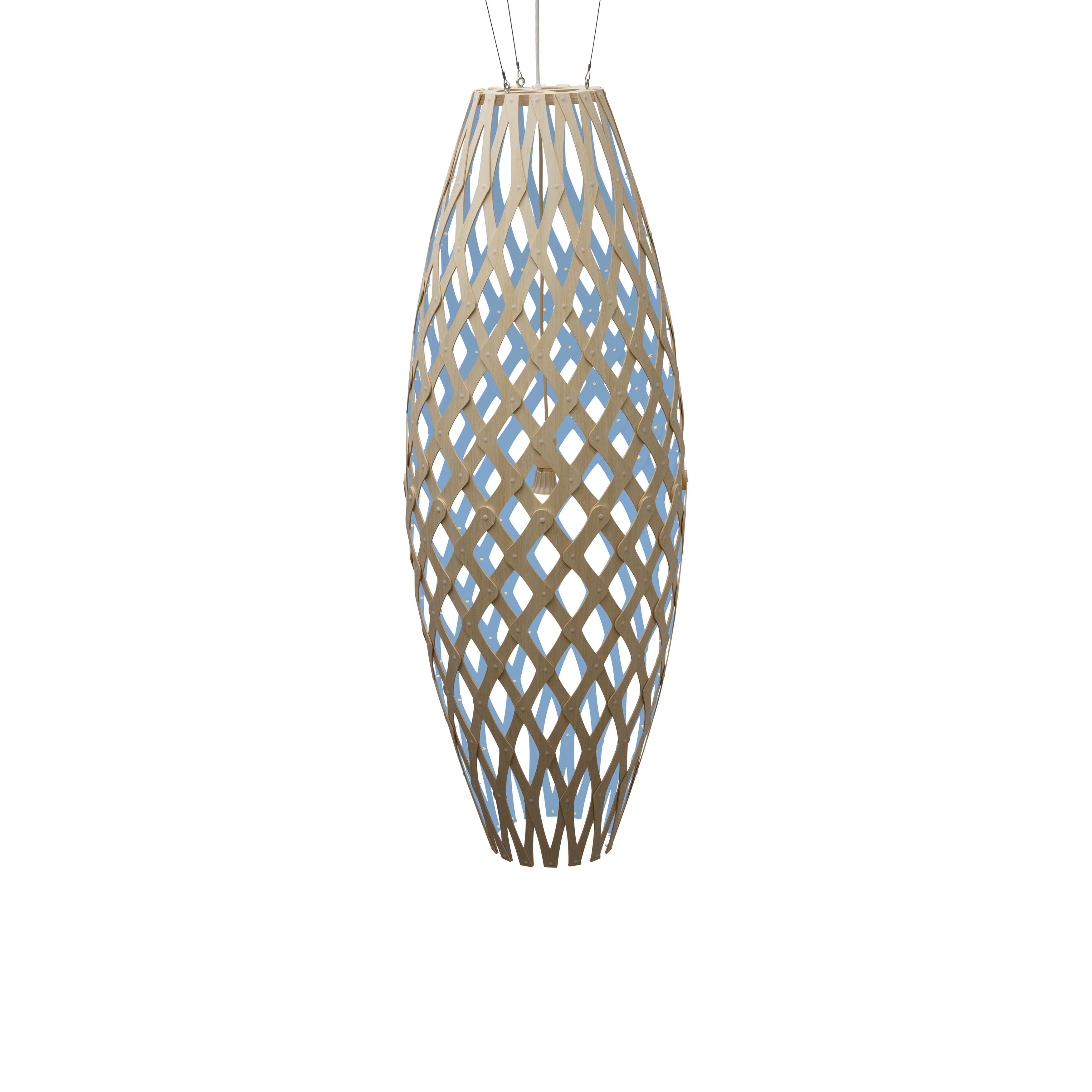 Hinaki Pendant Light: Large + Bamboo + Blue + White