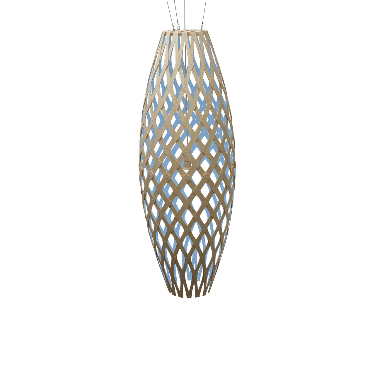 Hinaki Pendant Light: Large + Bamboo + Blue + White