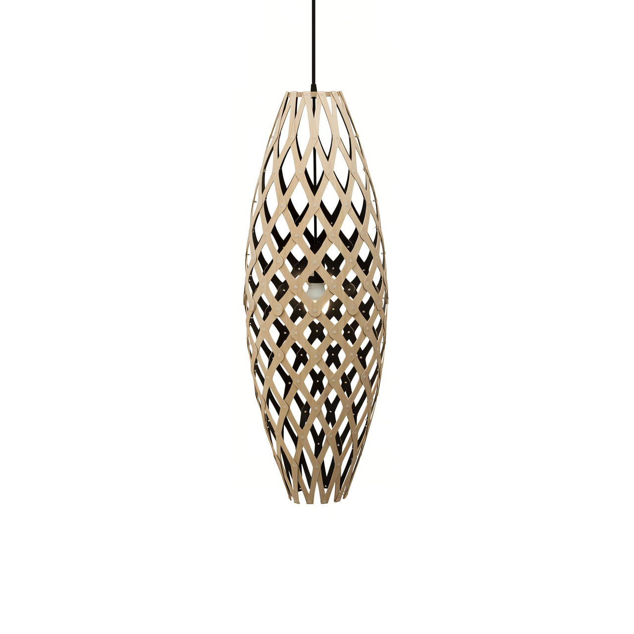 Hinaki Pendant Light: Medium + Bamboo + Black + Black