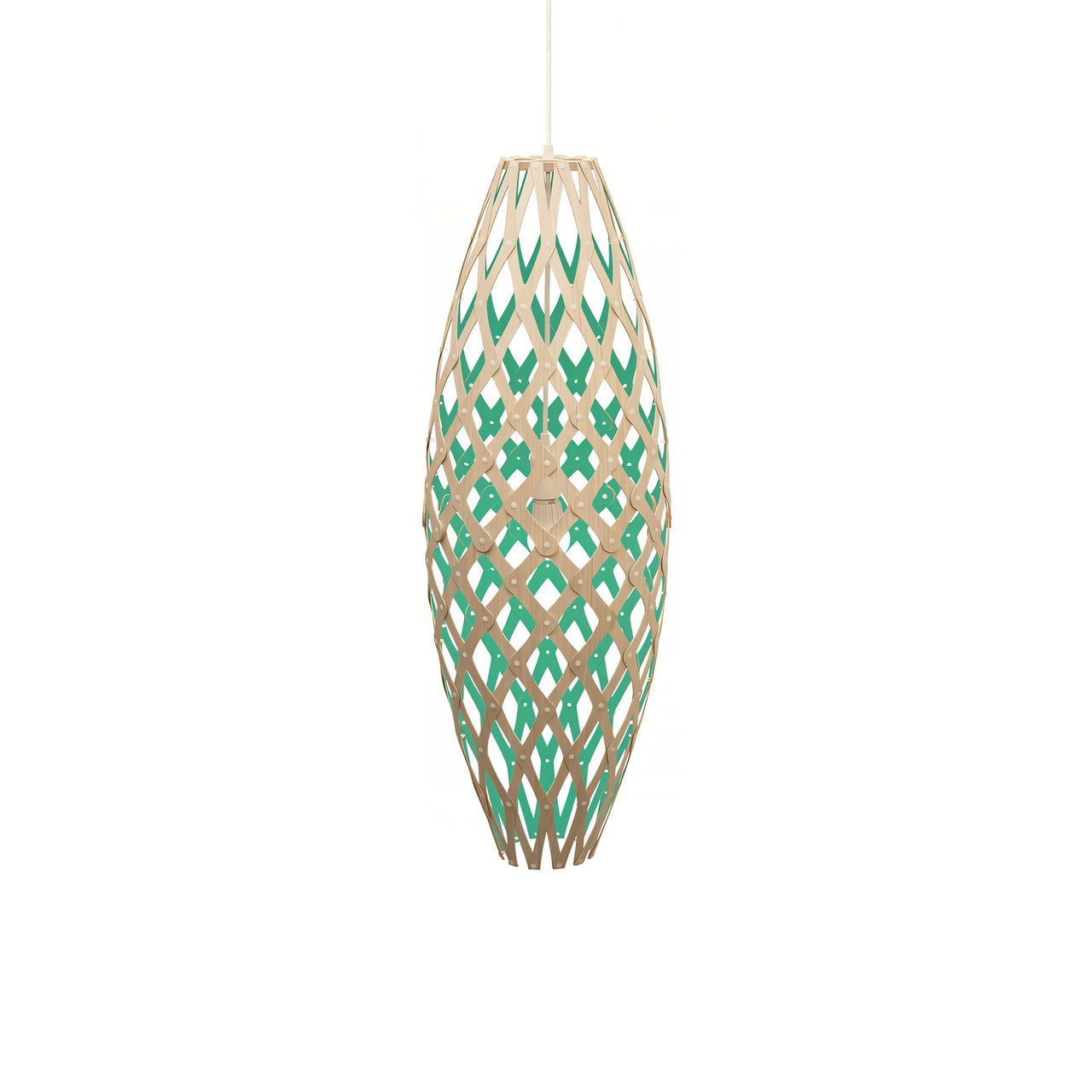 Hinaki Pendant Light: Medium + Bamboo + Aqua + White