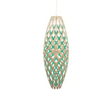 Hinaki Pendant Light: Medium + Bamboo + Aqua + White