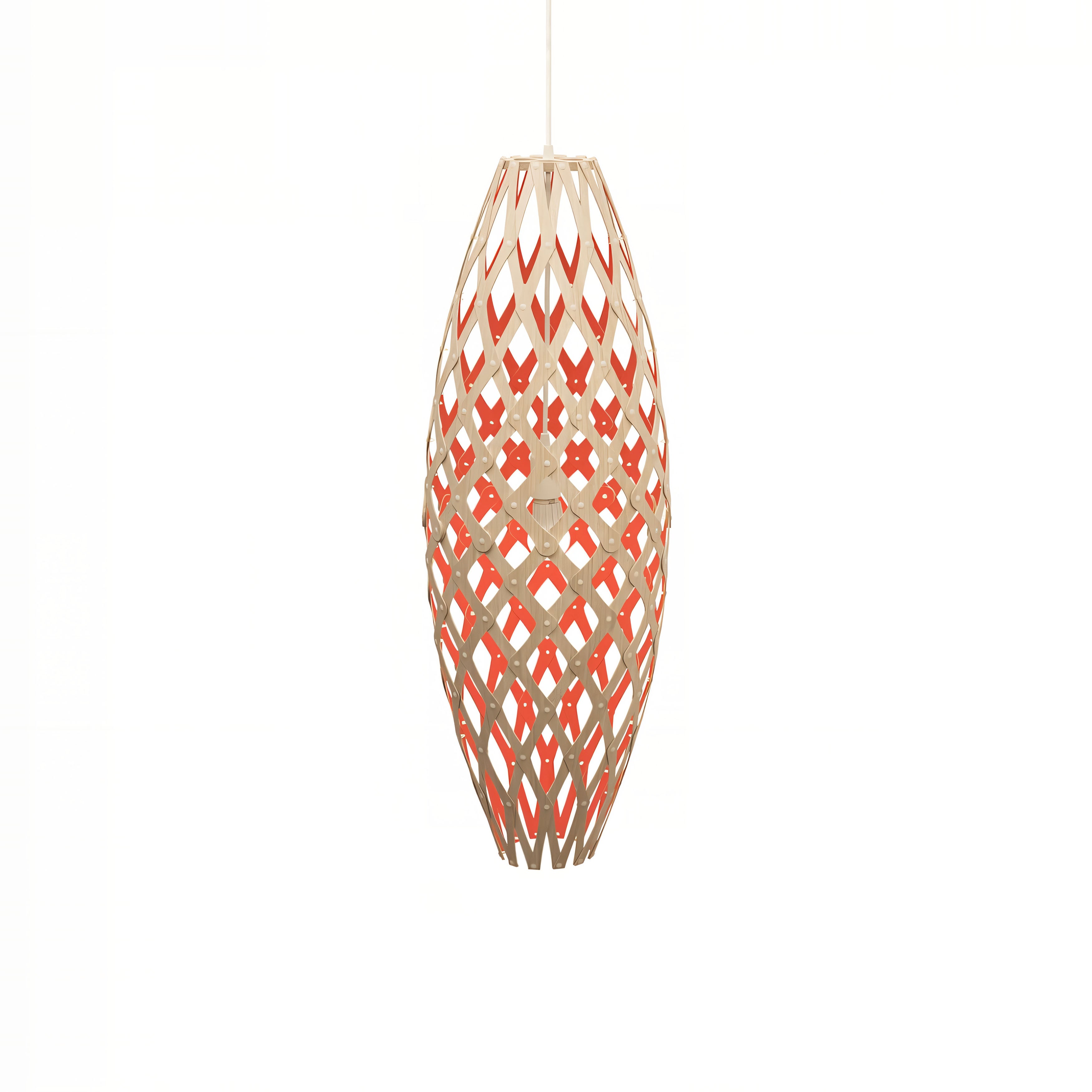Hinaki Pendant Light: Medium + Bamboo + Red + White