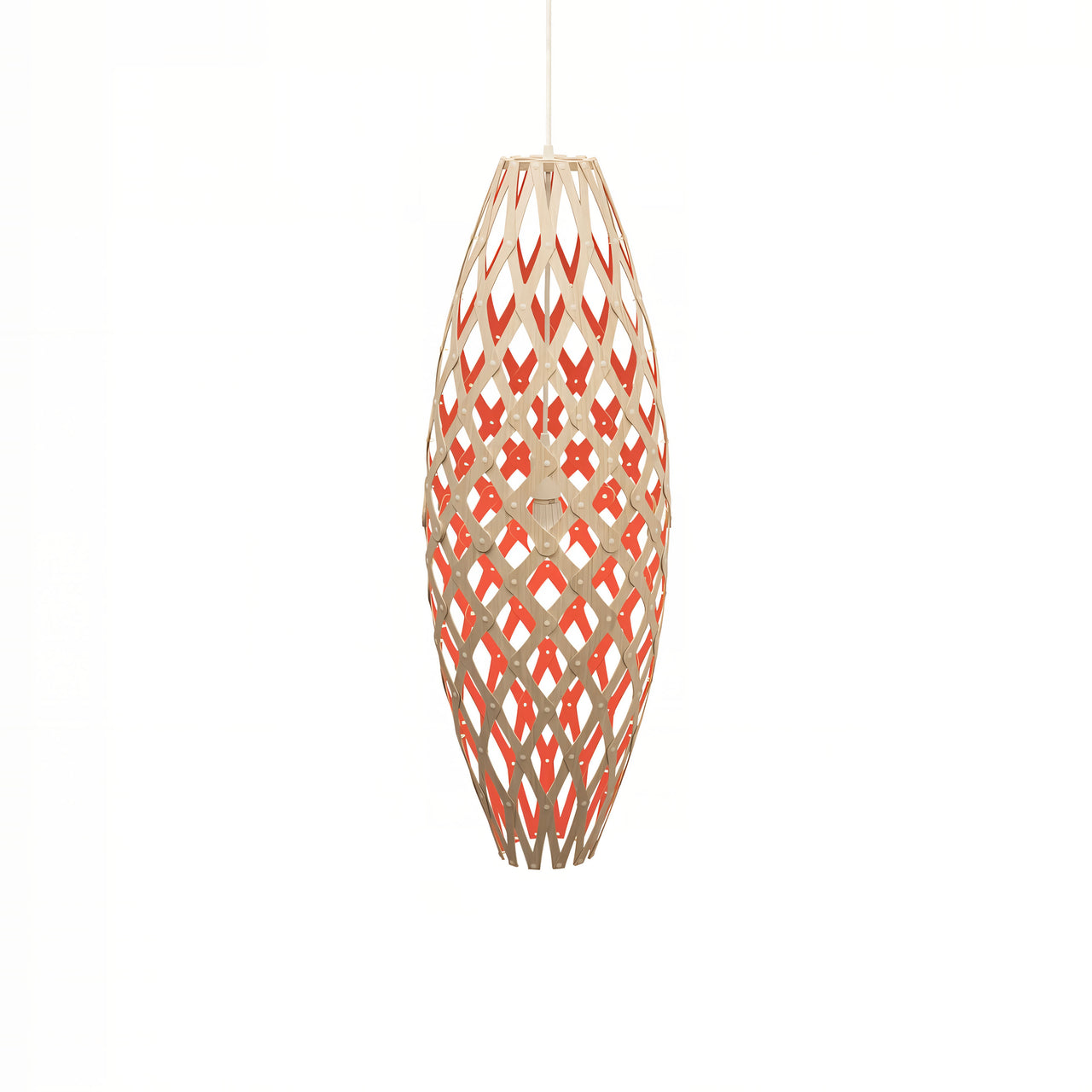 Hinaki Pendant Light: Medium + Bamboo + Red + White