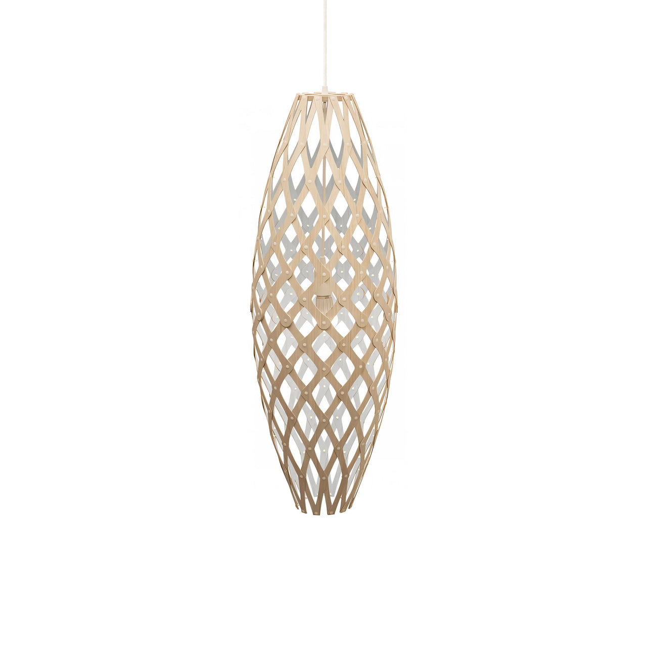 Hinaki Pendant Light: Medium + Bamboo + White + White