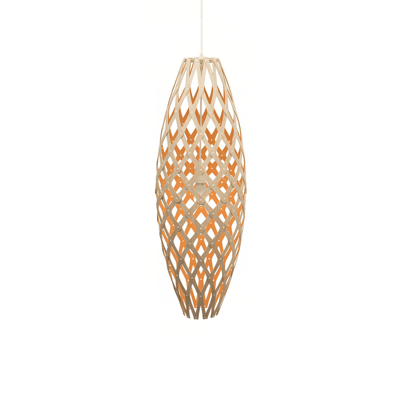 Hinaki Pendant Light: Medium + Bamboo + Orange + White