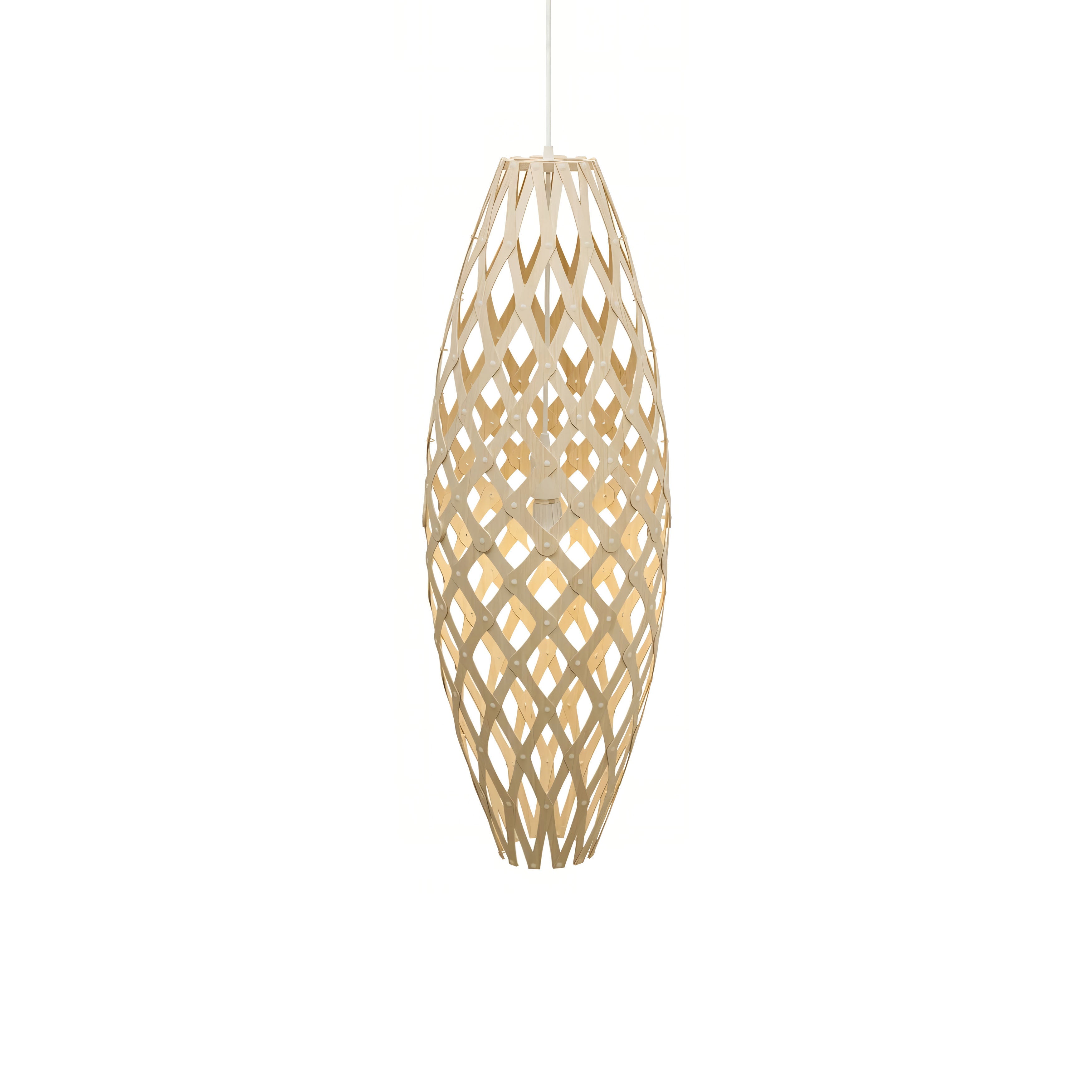 Hinaki Pendant Light: Medium + Bamboo + White