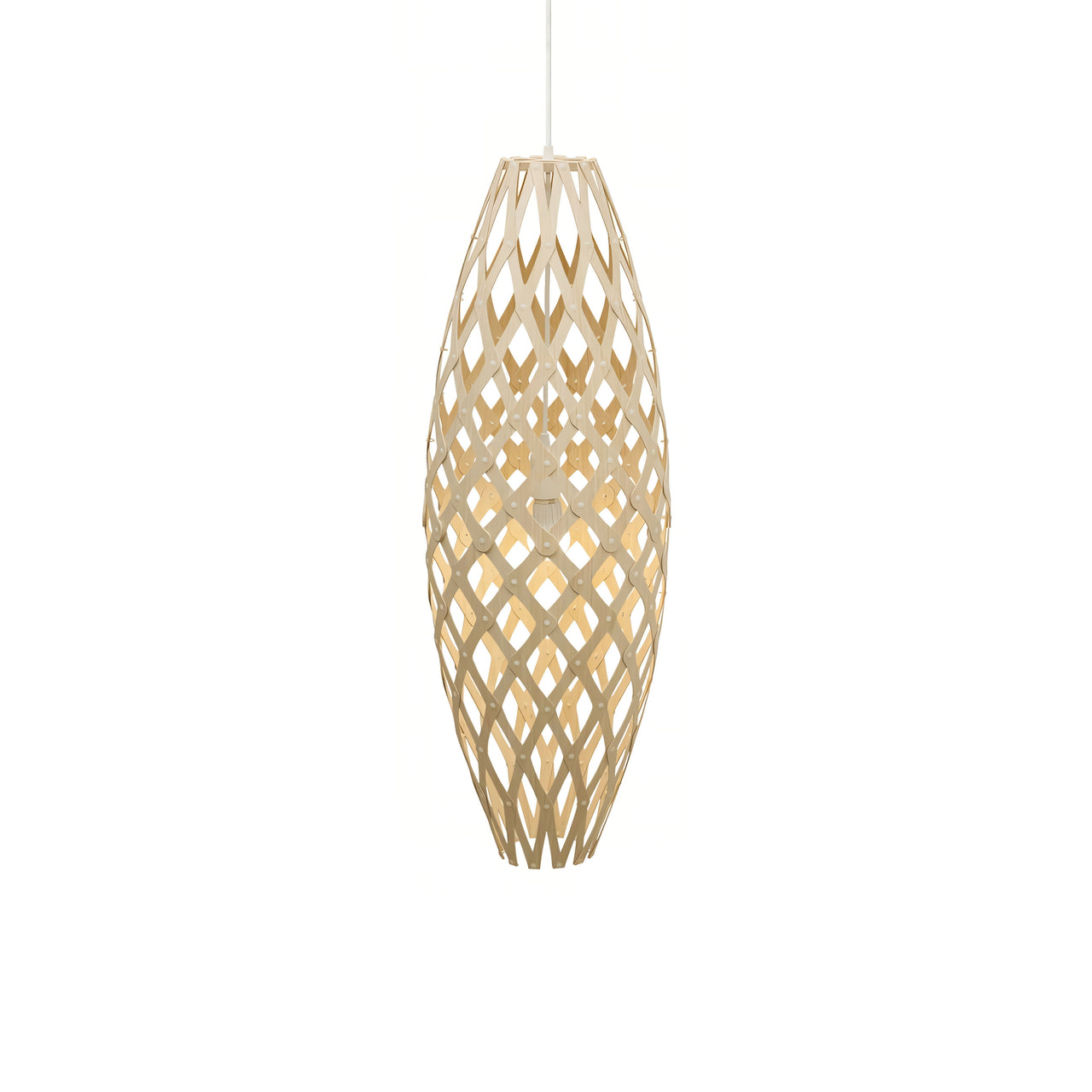 Hinaki Pendant Light: Medium + Bamboo + White