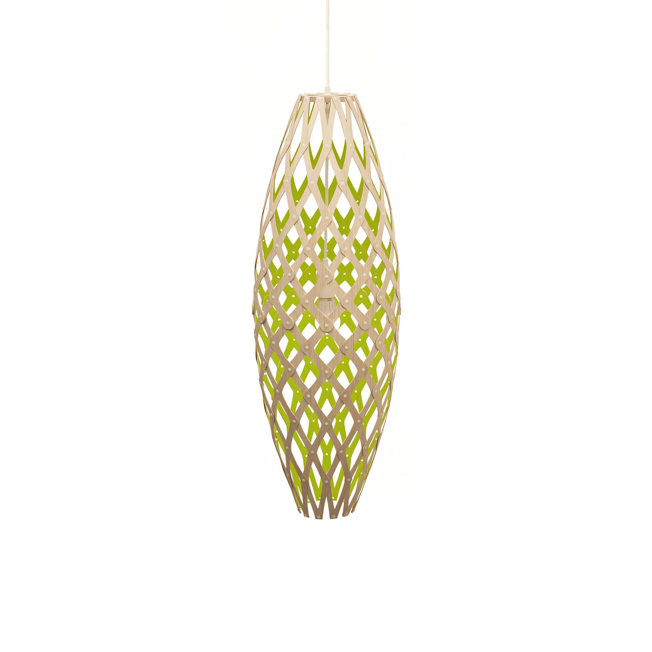 Hinaki Pendant Light: Medium + Bamboo + Lime + White
