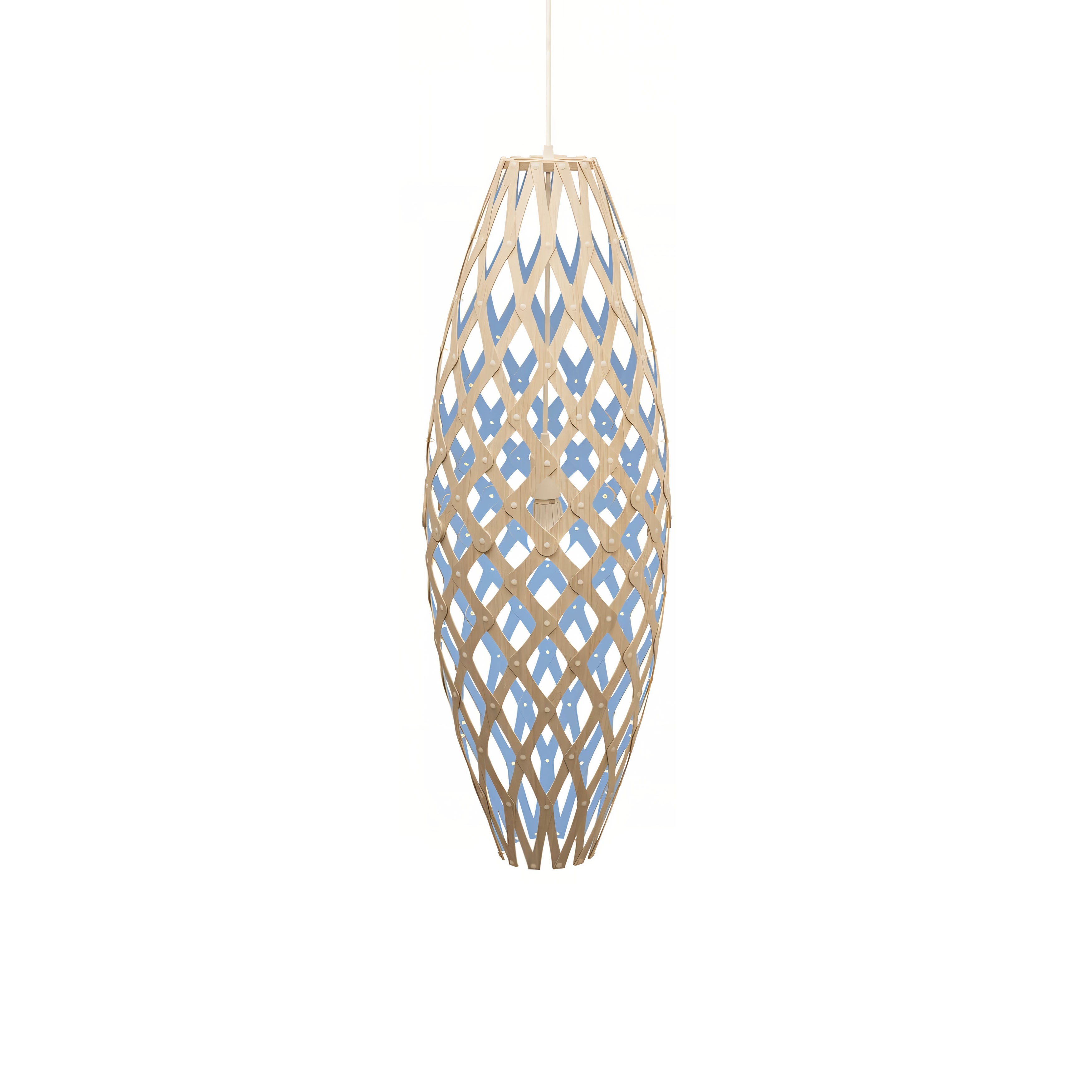 Hinaki Pendant Light: Medium + Bamboo + Blue + White