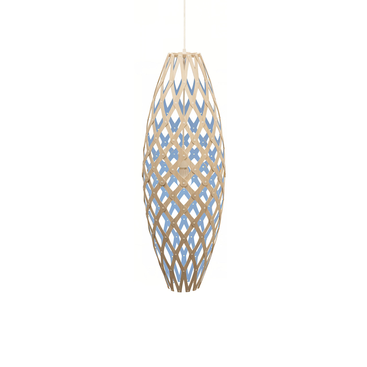 Hinaki Pendant Light: Medium + Bamboo + Blue + White