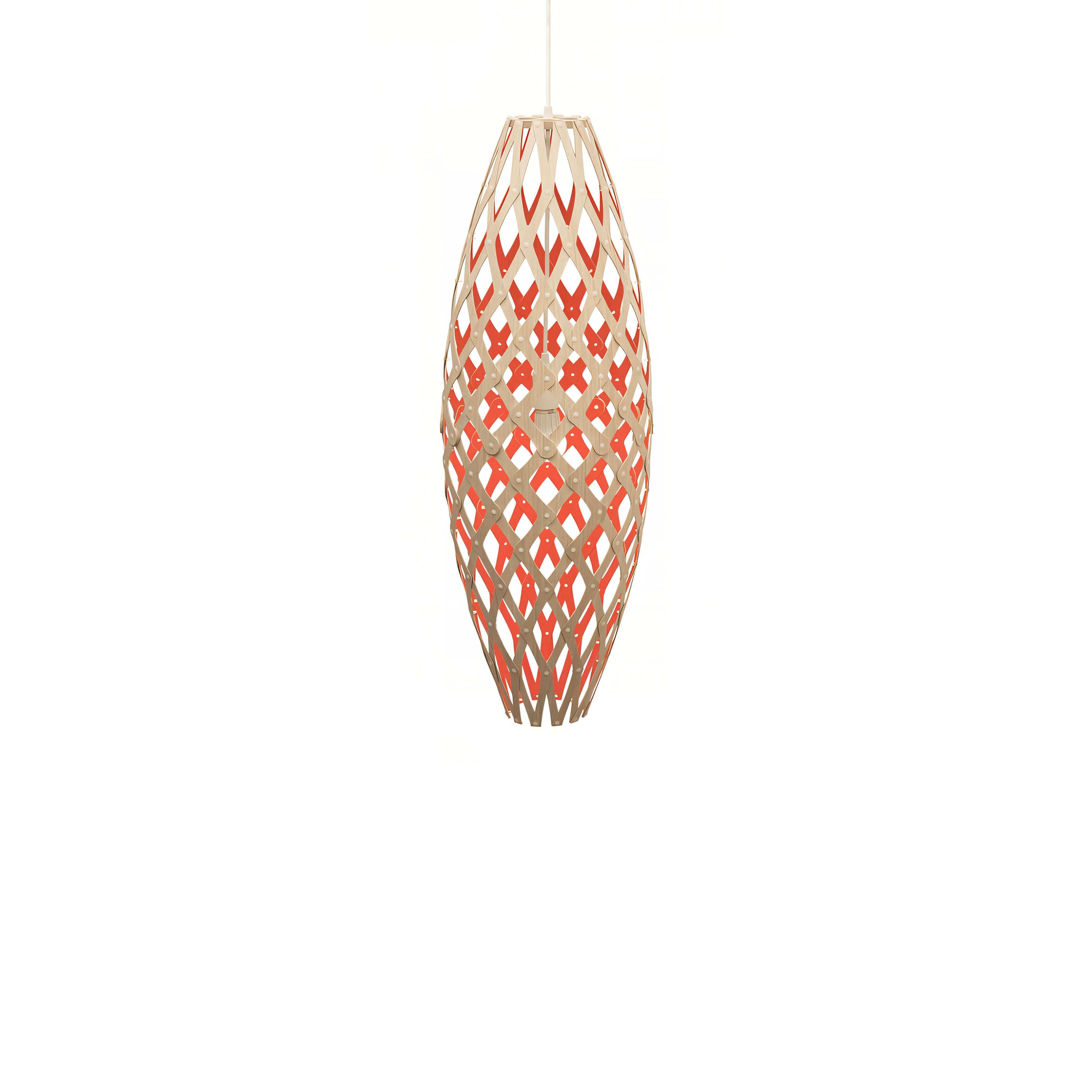 Hinaki Pendant Light: Small + Bamboo + Red + White