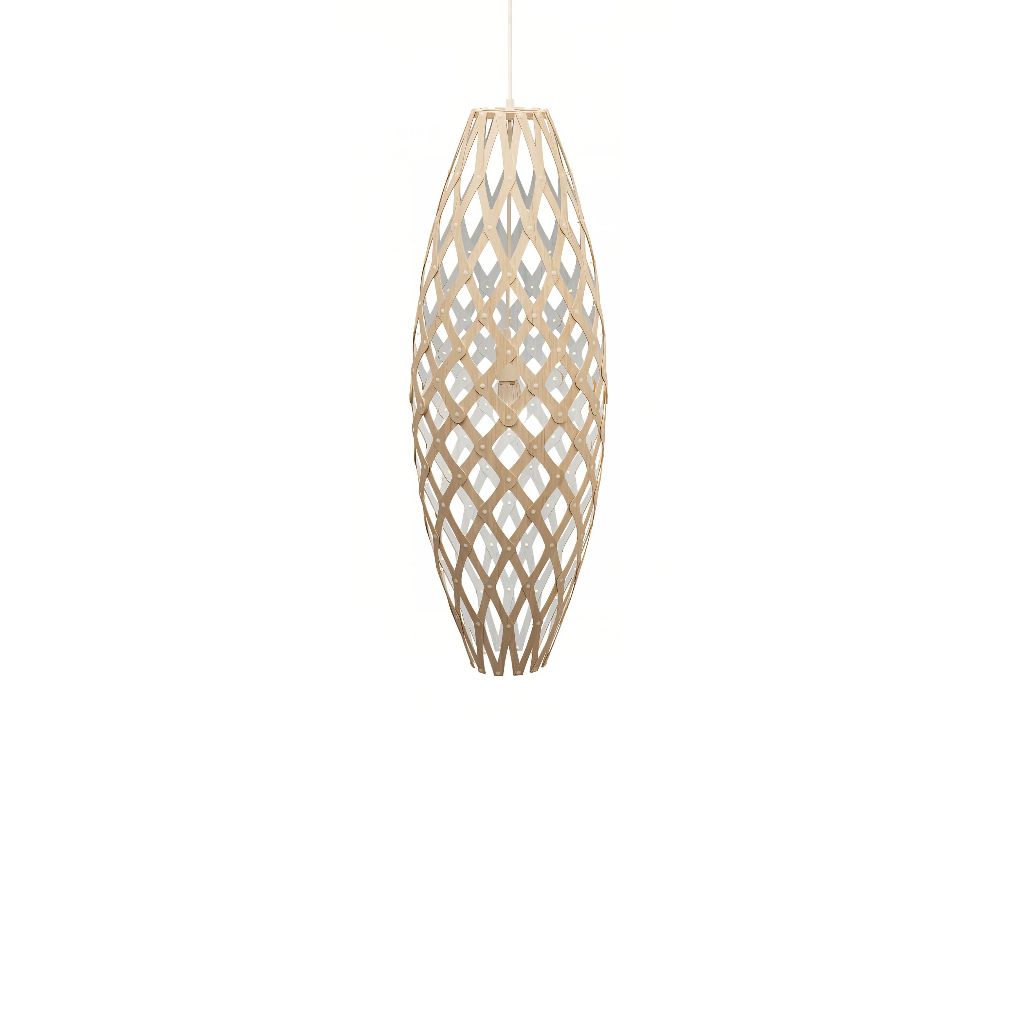 Hinaki Pendant Light: Small + Bamboo + White + White