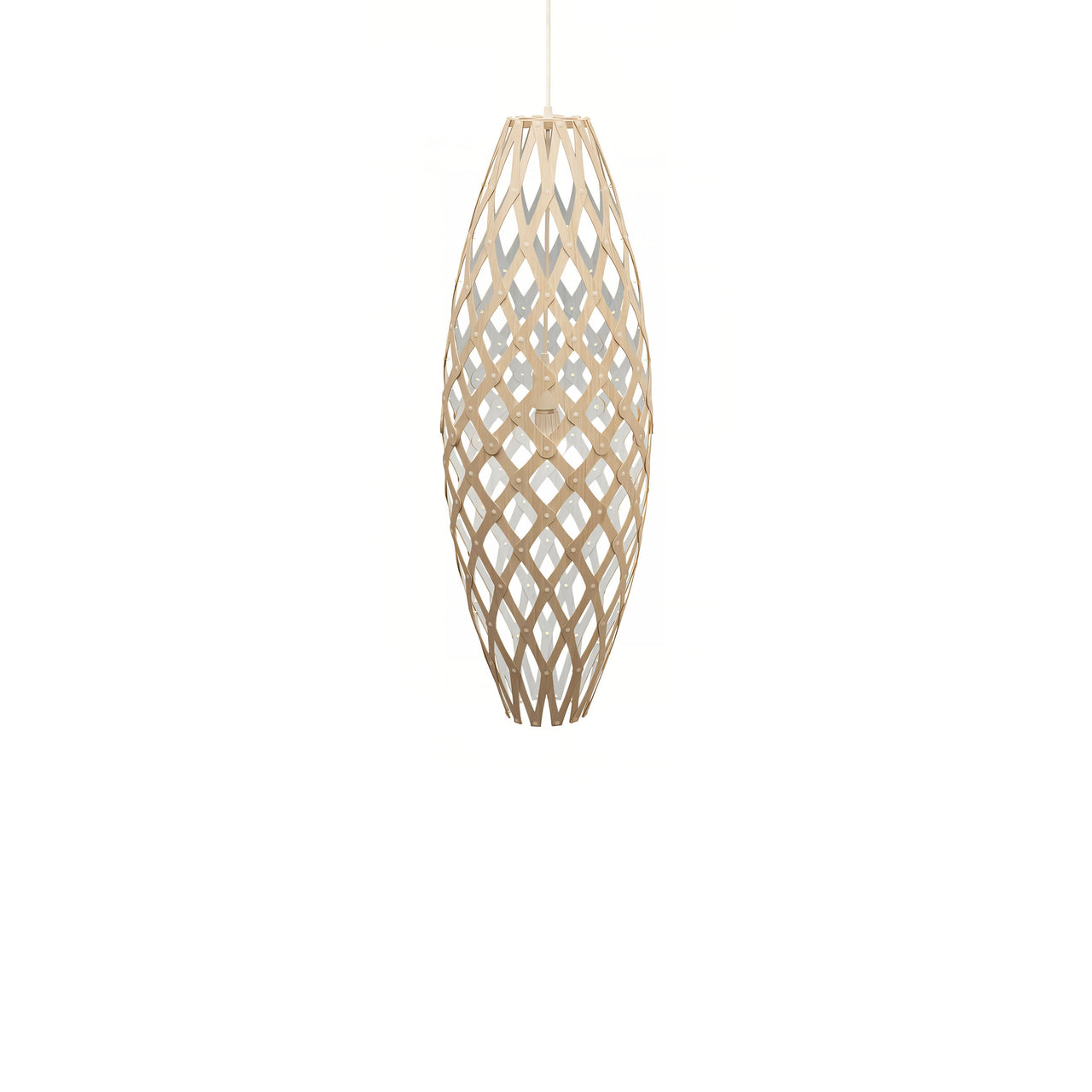 Hinaki Pendant Light: Small + Bamboo + White + White
