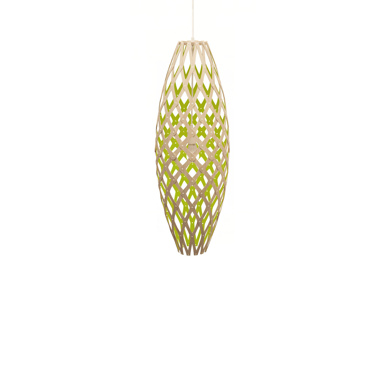 Hinaki Pendant Light: Small + Bamboo + Lime + White