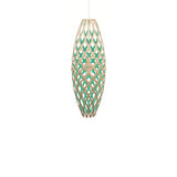 Hinaki Pendant Light: Small + Bamboo + Aqua + White