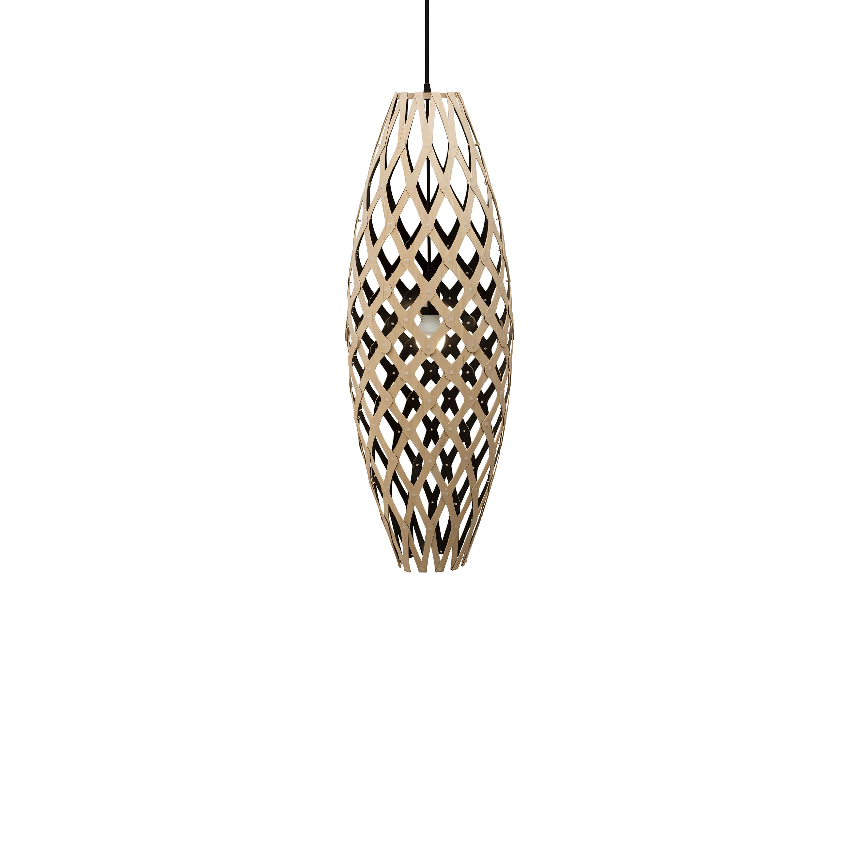 Hinaki Pendant Light: Small + Bamboo + Black + Black