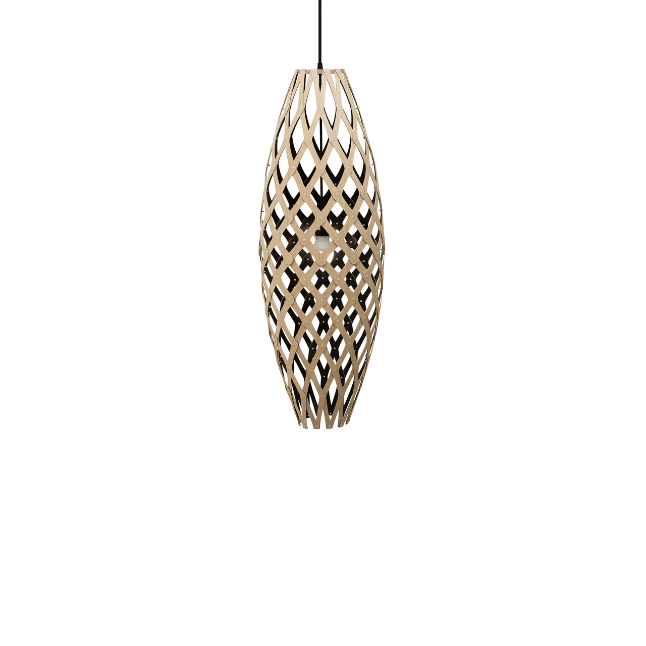 Hinaki Pendant Light: Small + Bamboo + Black + Black