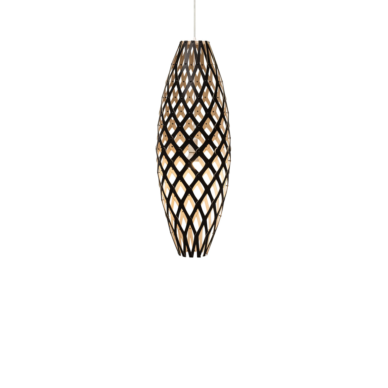 Hinaki Pendant Light: Small + Black + Bamboo + White
