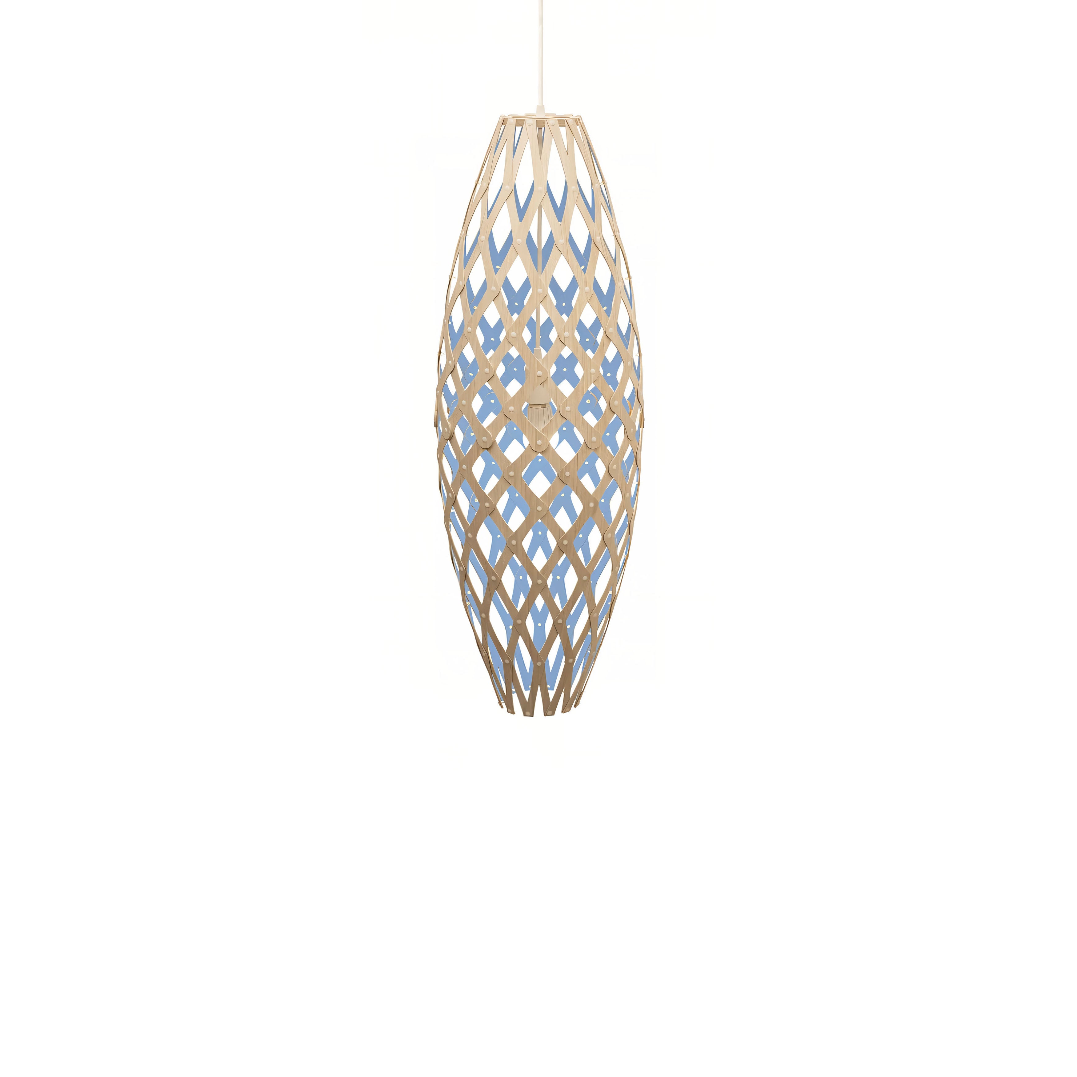 Hinaki Pendant Light: Small + Bamboo + Blue + White