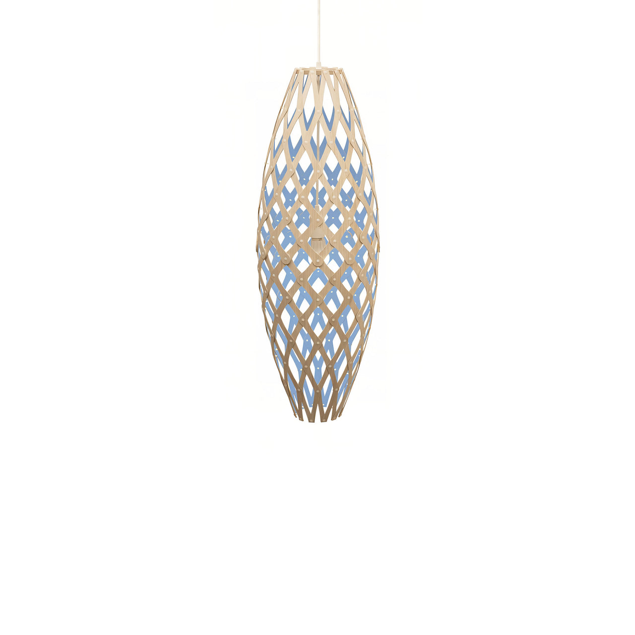 Hinaki Pendant Light: Small + Bamboo + Blue + White