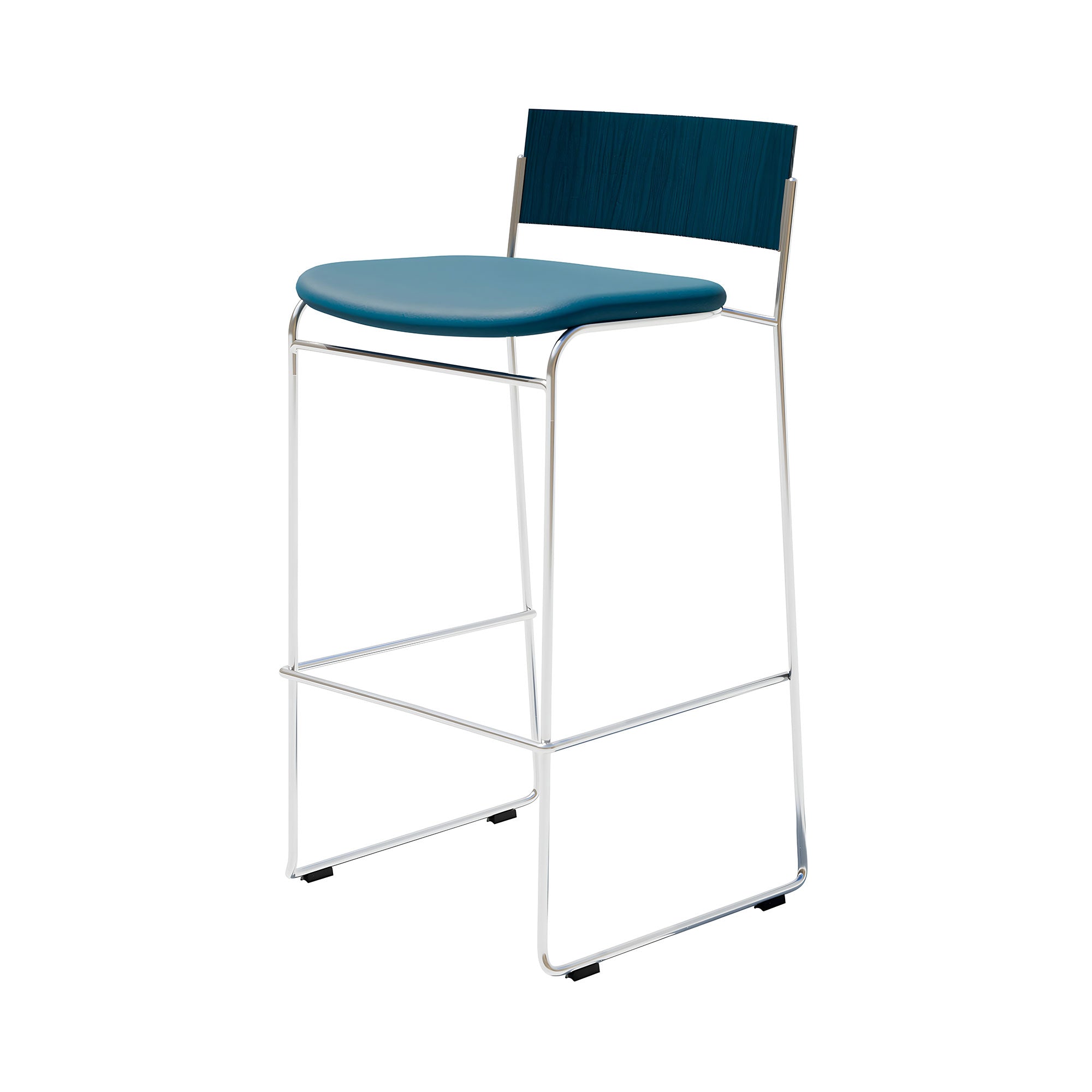 Hinoki Bar + Counter Stool: Bar + Chrome + Deep Peacock Blue