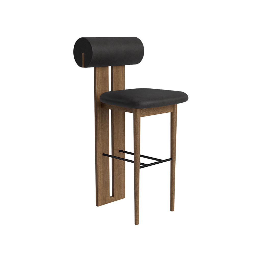 Hippo Bar + Counter Chair: Full Upholstered + Counter + Light Smoked Oak