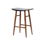 Freja Counter Stool: Natural Walnut + Black Saddle + Leather Seat