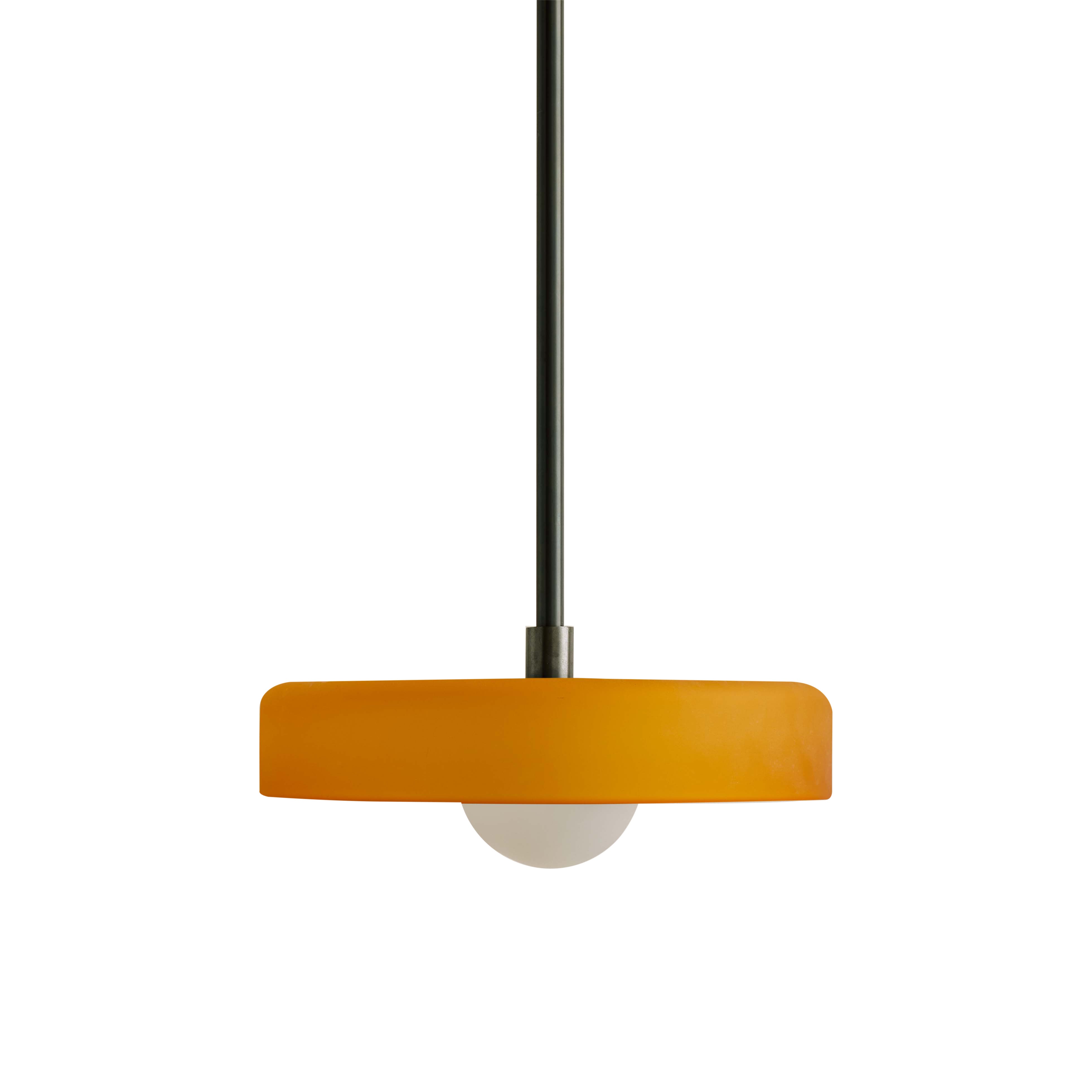 Disc Pendant: Medium + Sandblasted Amber + Blackened Brass