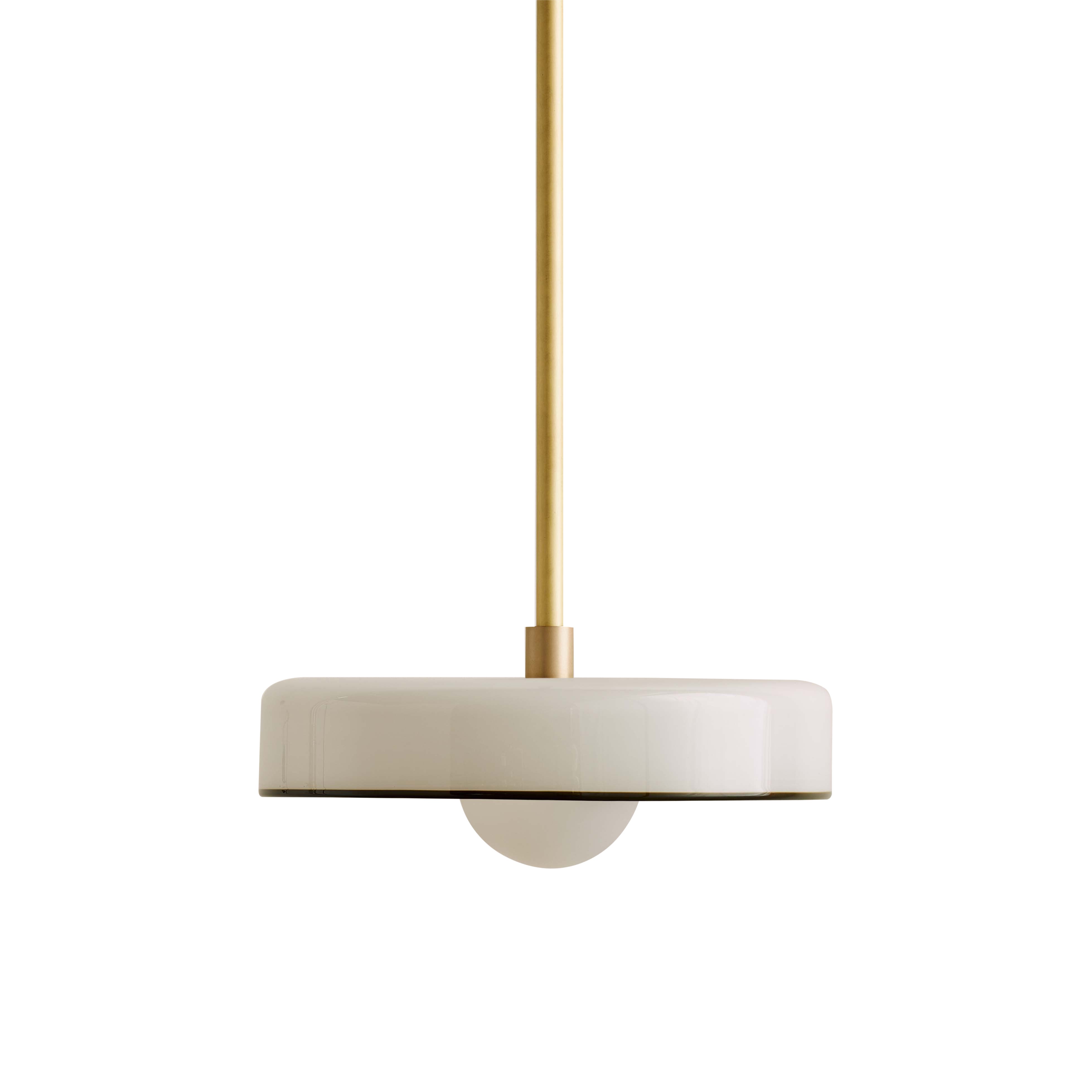 Disc Pendant: Medium + Opaline + Pistachio Rim + Brass